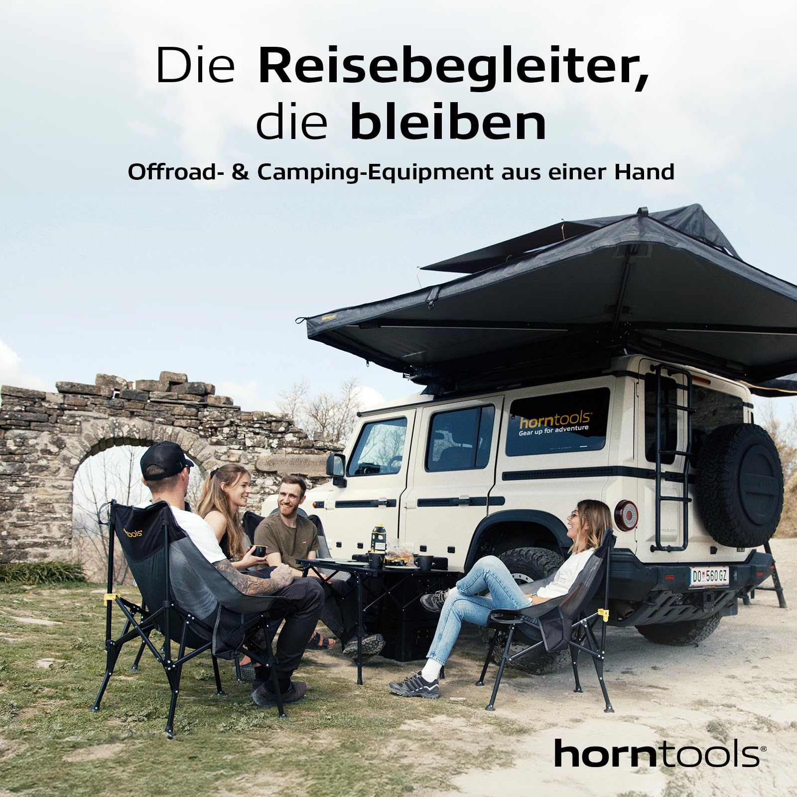 horntools Campingstuhl Faltbar 150 kg - Klappstuhl Robust & Leicht - Angelstuhl mit Getränkehalter & Tragetasche - Ideal für Camping, Outdoor & Wandern