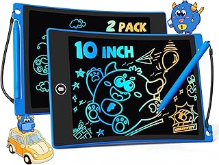 TEKFUN 2 Pack LCD Writing Tablet 10inch Erasable Colorful Drawing Tablet Writing Drawing Board with Lanyard, Travel Educational Toys Gifts for Kids 3+ Years Old Boys Girls Toddlers (2*Blue)