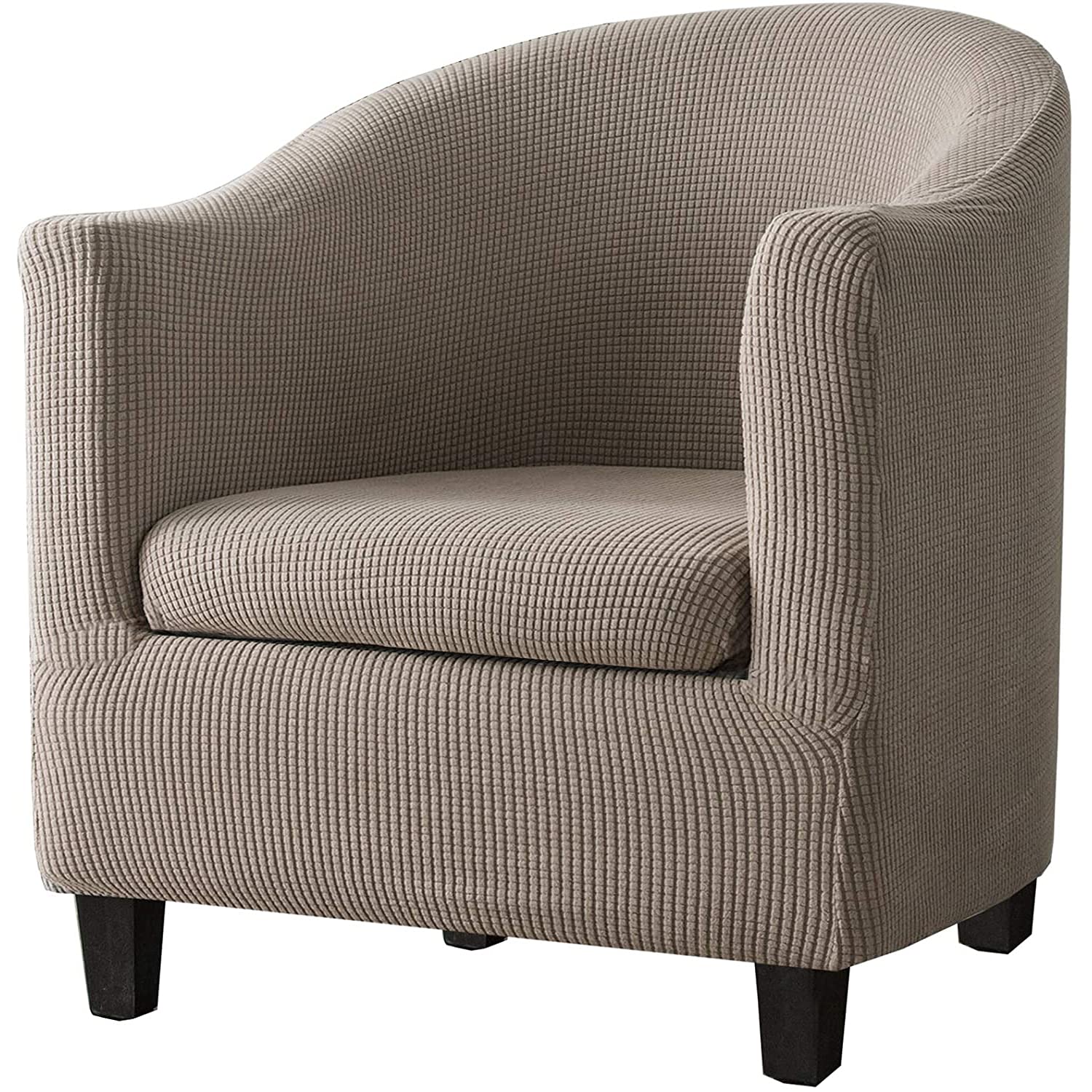 GYHH 2-Pieces Tub Chair Covers,Spandex Jacquard Checked Pattern Tub Chair Slipcovers Stretch Furniture Protector Cover Sofa Slipcover for Tub Chair