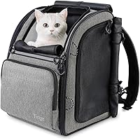 Tirige Premium Dog & Cat Carrier Backpack - Durable Breathable Pet Backpack with Safety Strap, Anti-Anxiety Curtain for Travel Hiking Vet Visits, Gray Up to 18lbs