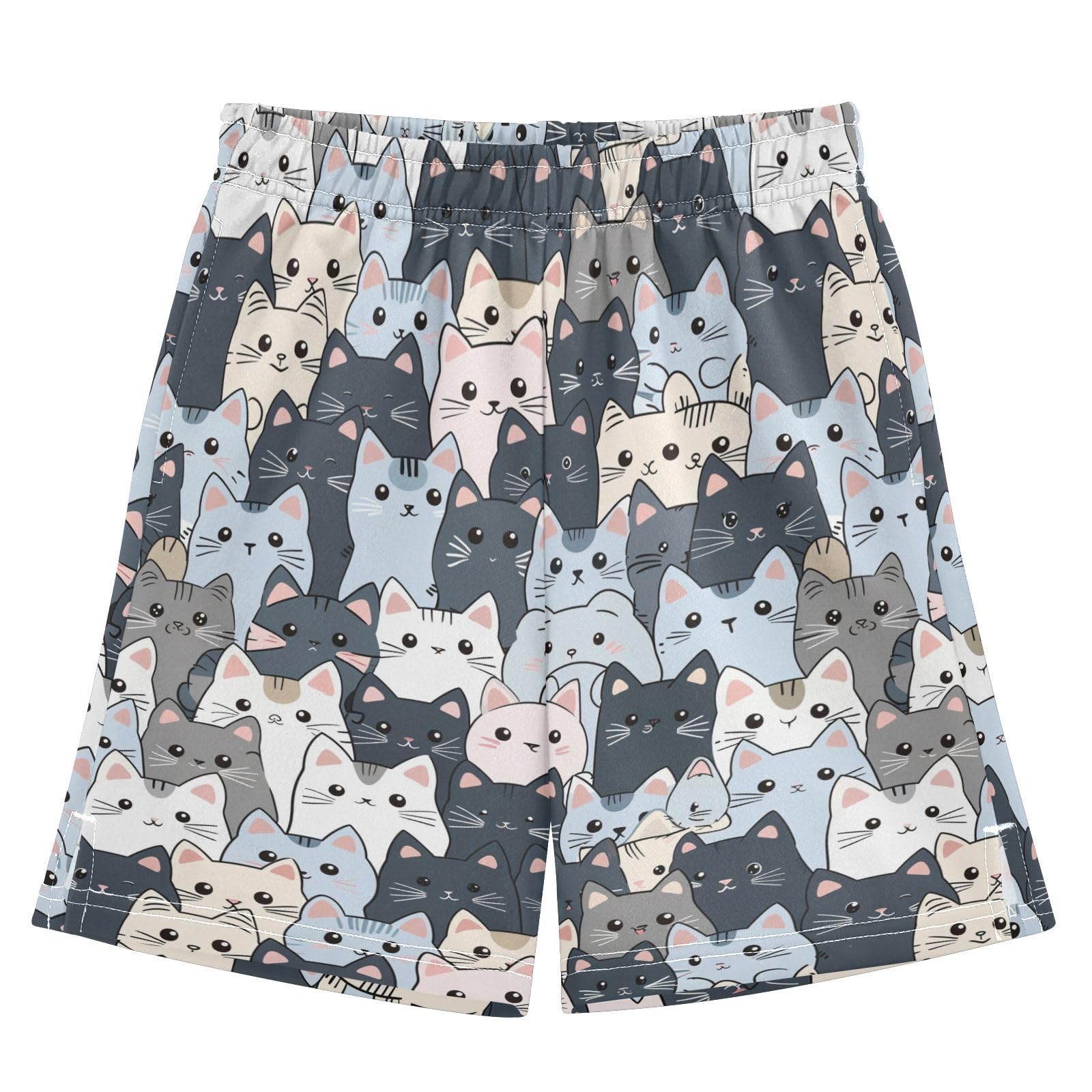 Cartoon Seamless Cats Boys Shorts Casual Athletic Short Summer Track Shorts 14-15 Y Multicolor