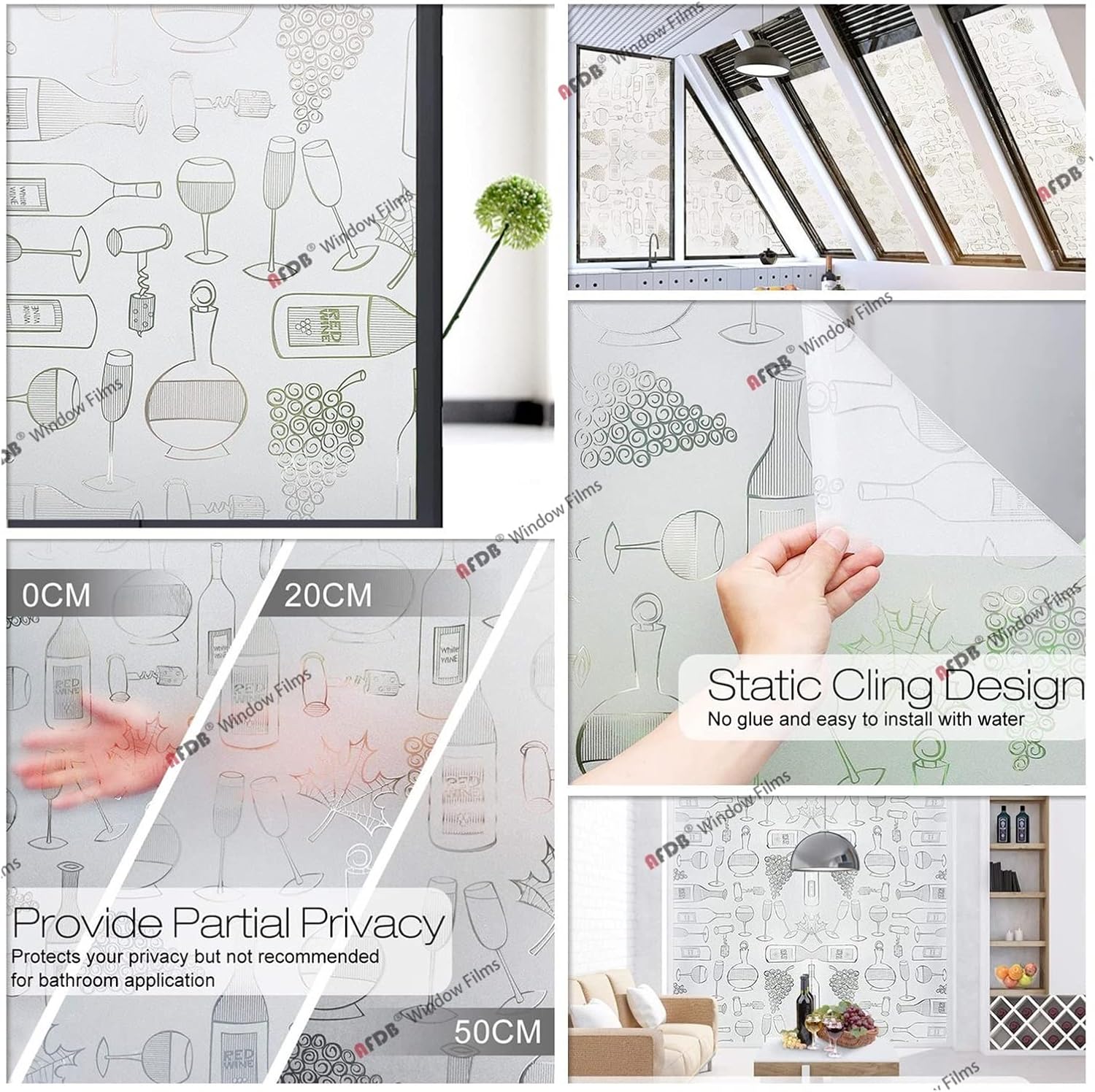 ウィンドウフィルム デコラティブステッカー、 ステンド装飾静電気自己接着ガラスステッカー(J,45x100 cm)