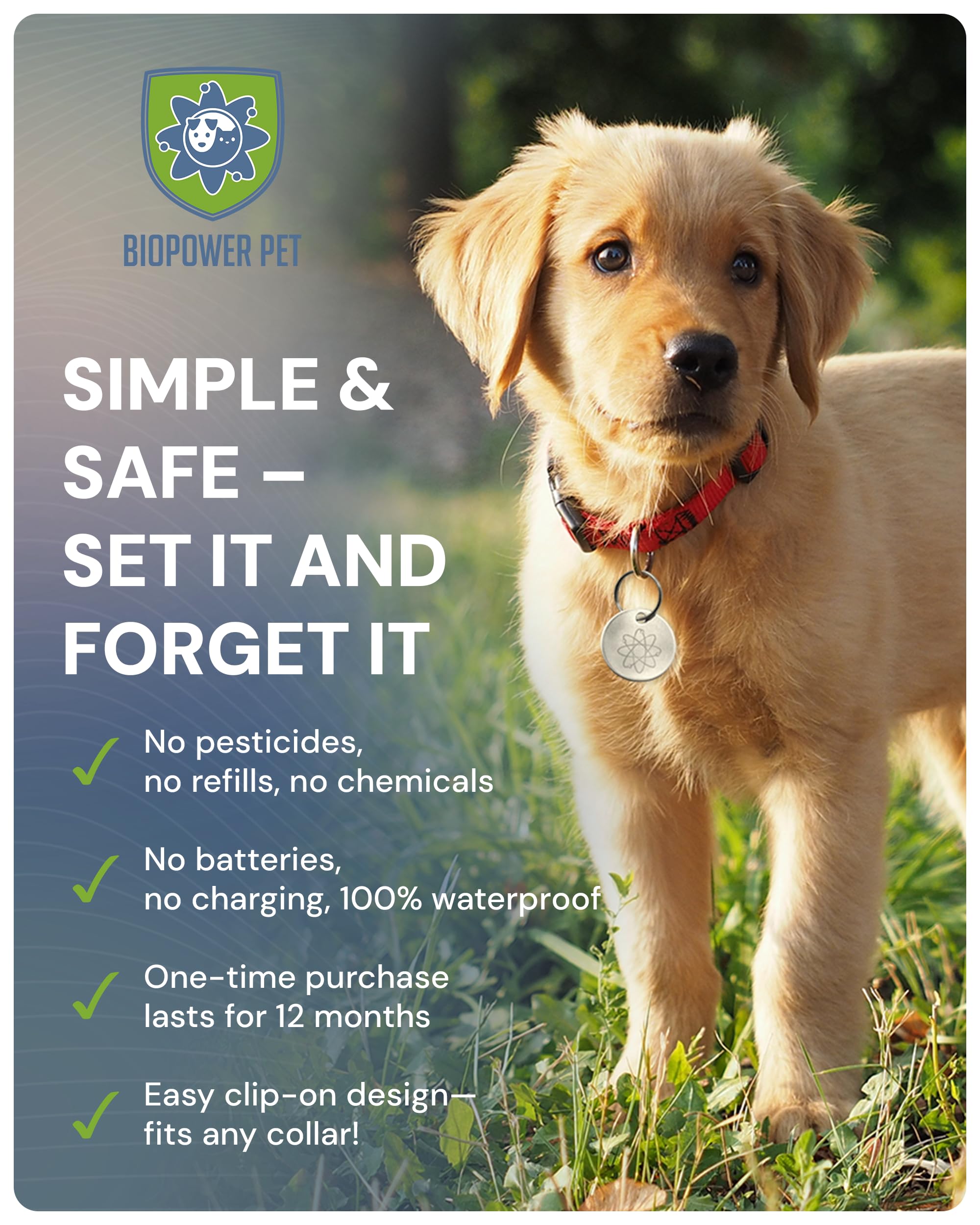 Natural Flea & Tick Repellent Collar Tag for Dogs & Cats – BioPower Pet Shield – Safe for Pets When Used as Directed – Lasts 1 Full Year - Regular Tag (1Pack) - image 5