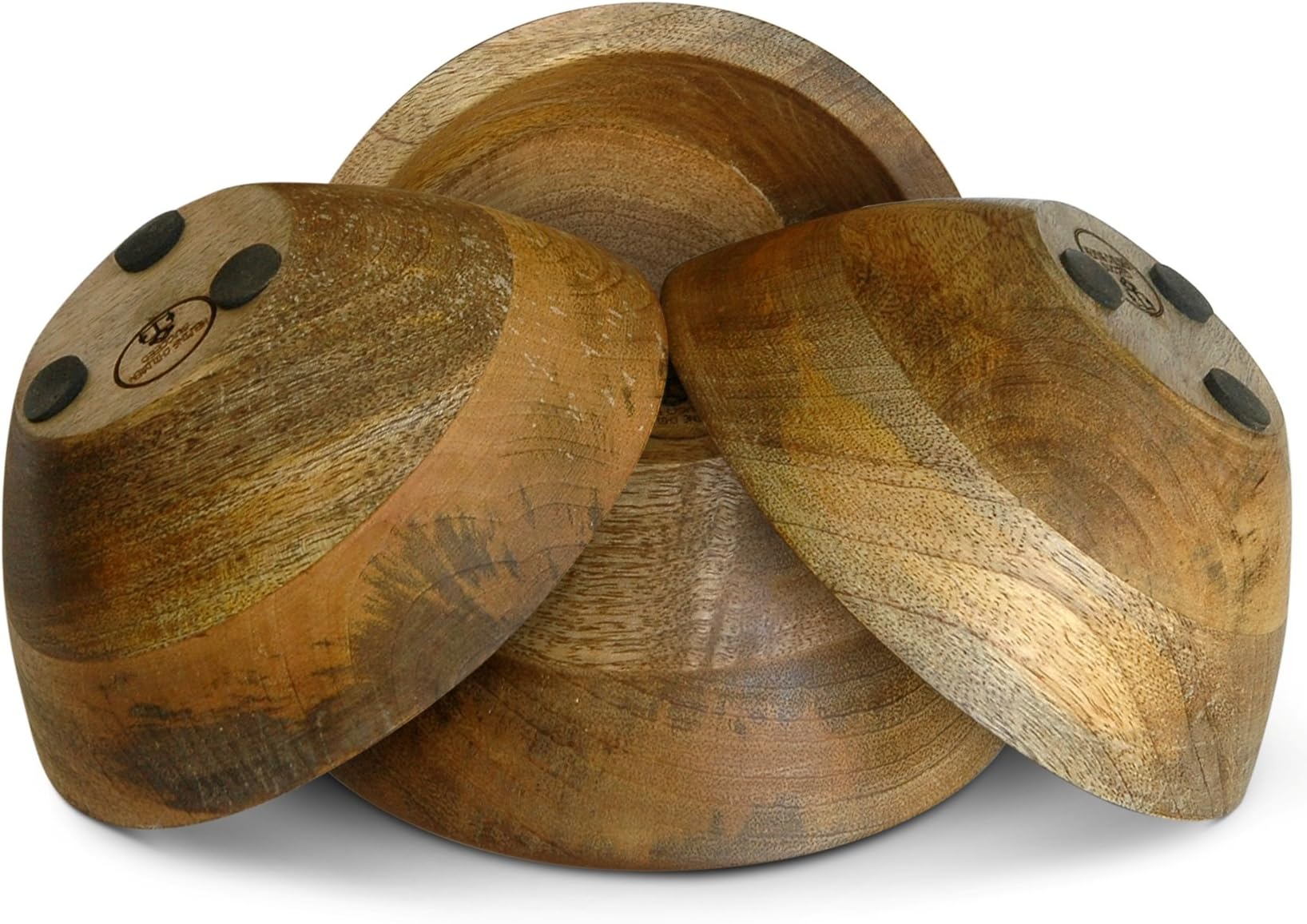 Large 7" Bowls. When Etiquette Calls for Something Special for the Hostess. Also Fit to be Added to Your Snack Ideas for Next Party - Set of 4 Wooden Snack Bowls