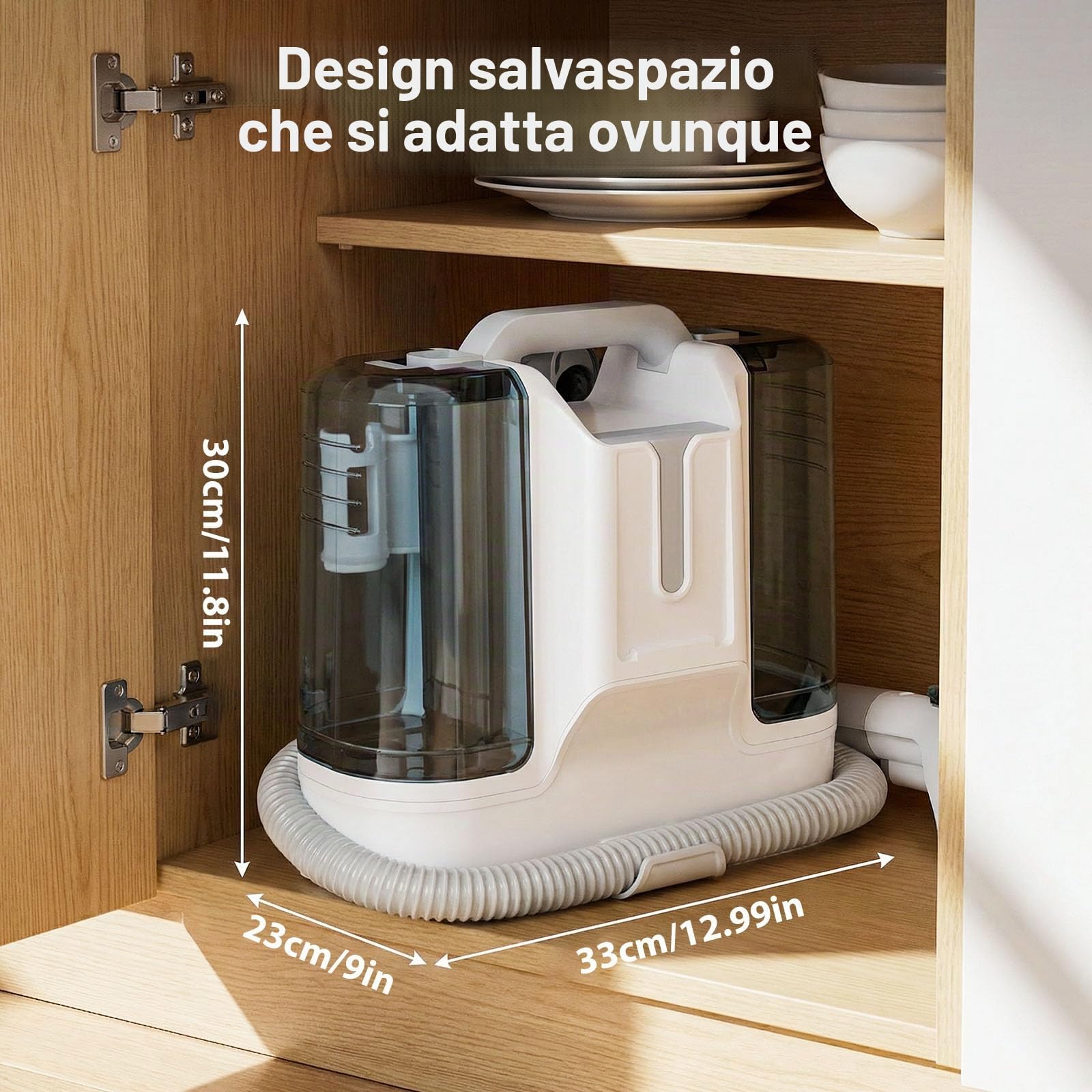 Lavatappeti Aspirapolvere Tessuti Divani 450W, 16 KPa Lava Divano, Aspirapolvere Lavatore con Serbatoio Doppio 1800/600 ml, 4 Spazzole per Divano, Moquette, Interni Auto
