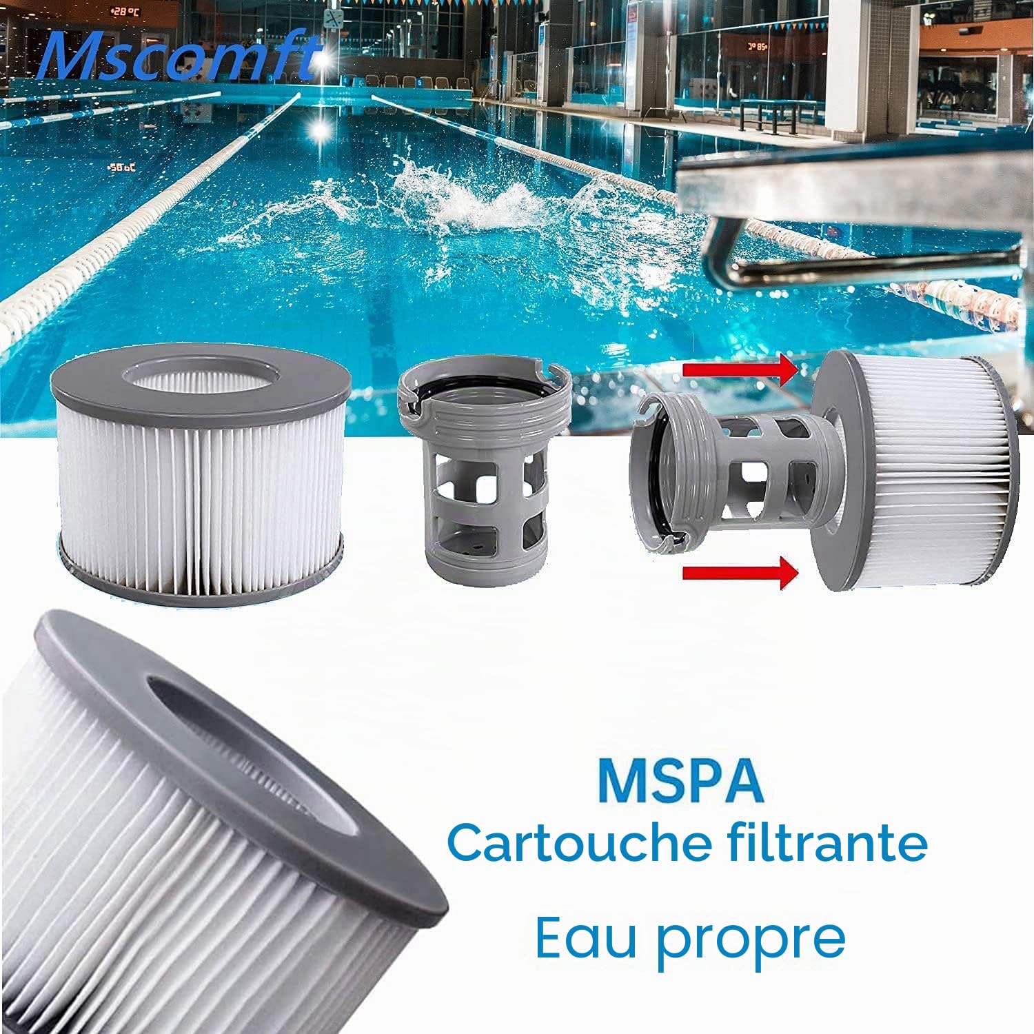 Lot de 4 Cartouches filtrantes de Rechange, pour Les mspa, Les Spa Chauds et Autres piscines gonflables, Convient aux modèles de Filtre à partir de 2020 (Lot de 8)