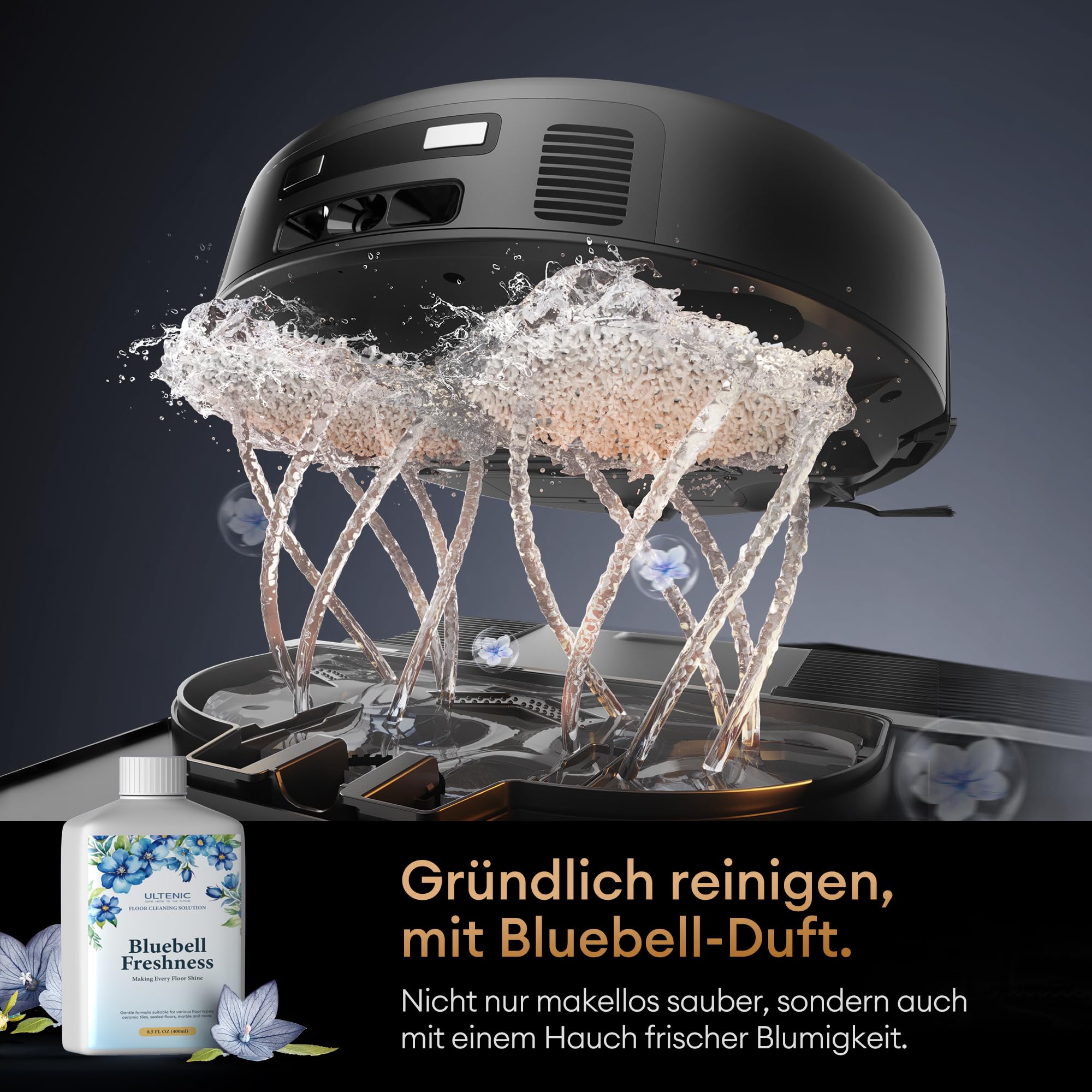 Ultenic MX50 Saugroboter mit Wischfunktion, 20000Pa Saug Wischroboter mit Selbstreinigung, LiDAR Navigation, Ausfahrbare Wischmopps, Zero-Tangle System Saug und Wischroboter, APP Steuerung