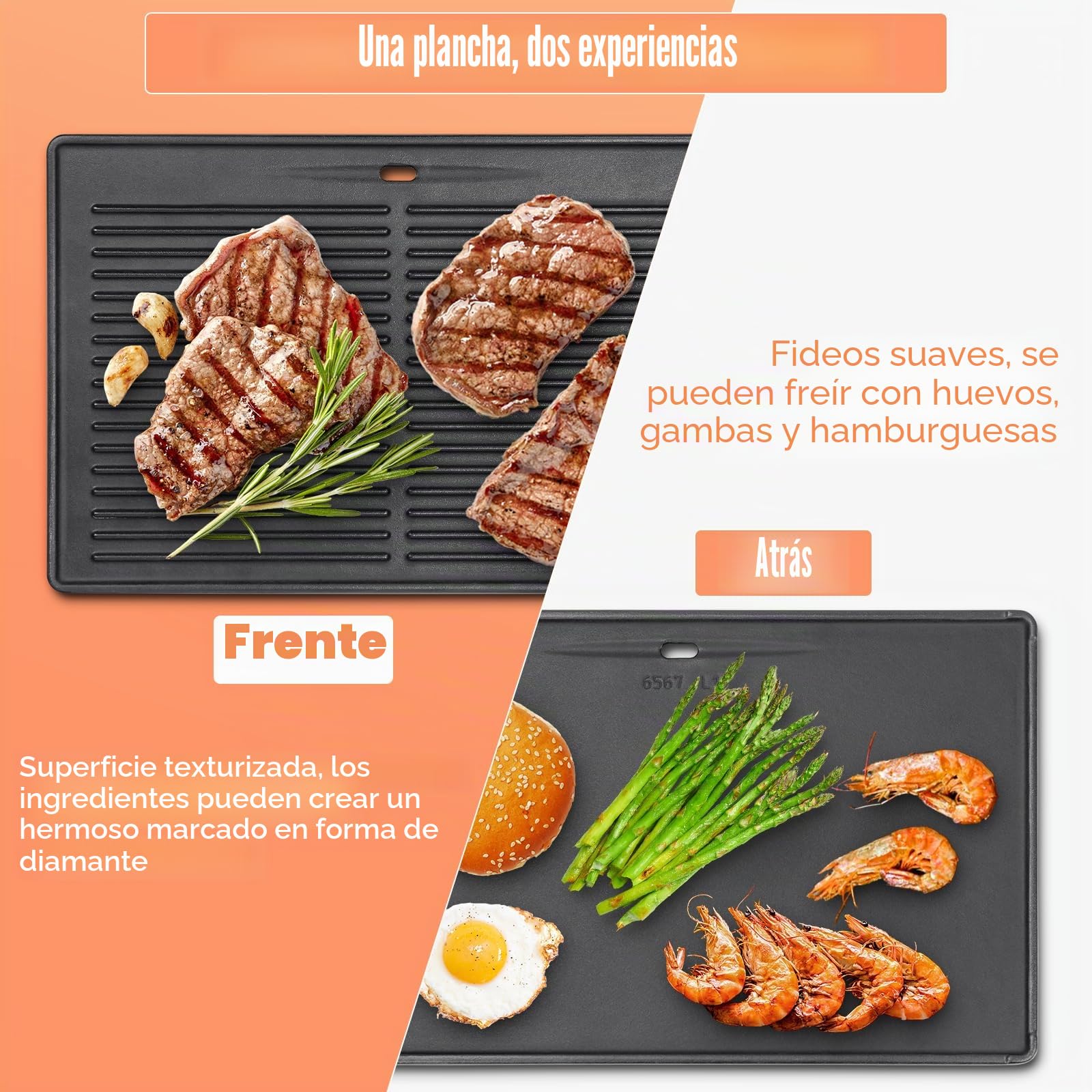 Denmay - Placa de cocción de hierro fundido (41,5 x 27,5 cm, para barbacoa de carbón de leña Tepro Toronto, TAINO Hero XL, Activa Angular, EL Fuego Montreal, EL Fuego Ontario