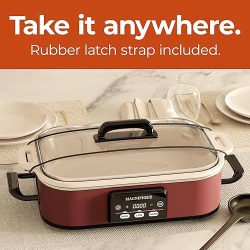 Miniatura 5 de MAGNIFIQUE - Cacerola de 4 cuartos de galón apta para horno con ajuste de calor digital, electrodoméstico de cocina perfecto para cenas familiares,