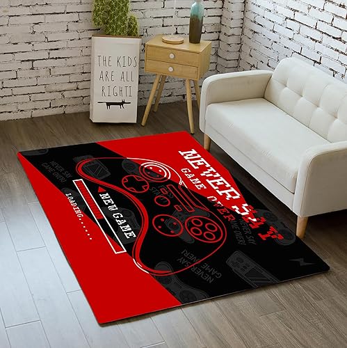 Miniatura 8 de Alfombra de área gamer para habitación de los niños, controlador de gamepad 3D, color azul, para sala de estar, sala de estar, sala de estar,