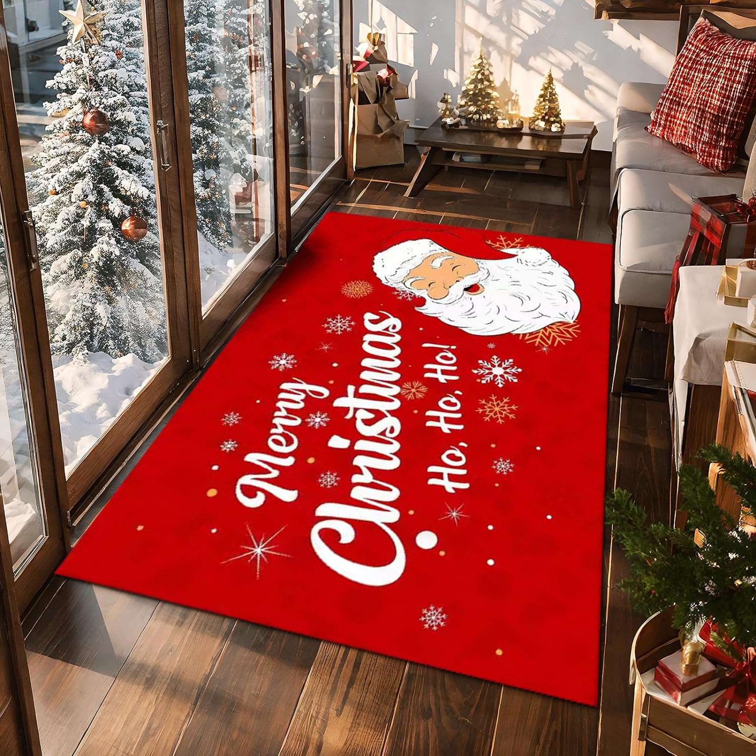 Tapis de Noël antidérapant 200x300cm grand modèle lavable pour cuisine et salon