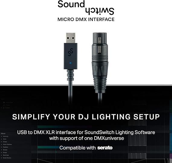 DJ Controller & DMX Bundle - DJ Controller with 2 Decks, DMX Interface & Serato DJ Lite Numark DJ2GO2 Touch & SoundSwitch Micro DMX Interface