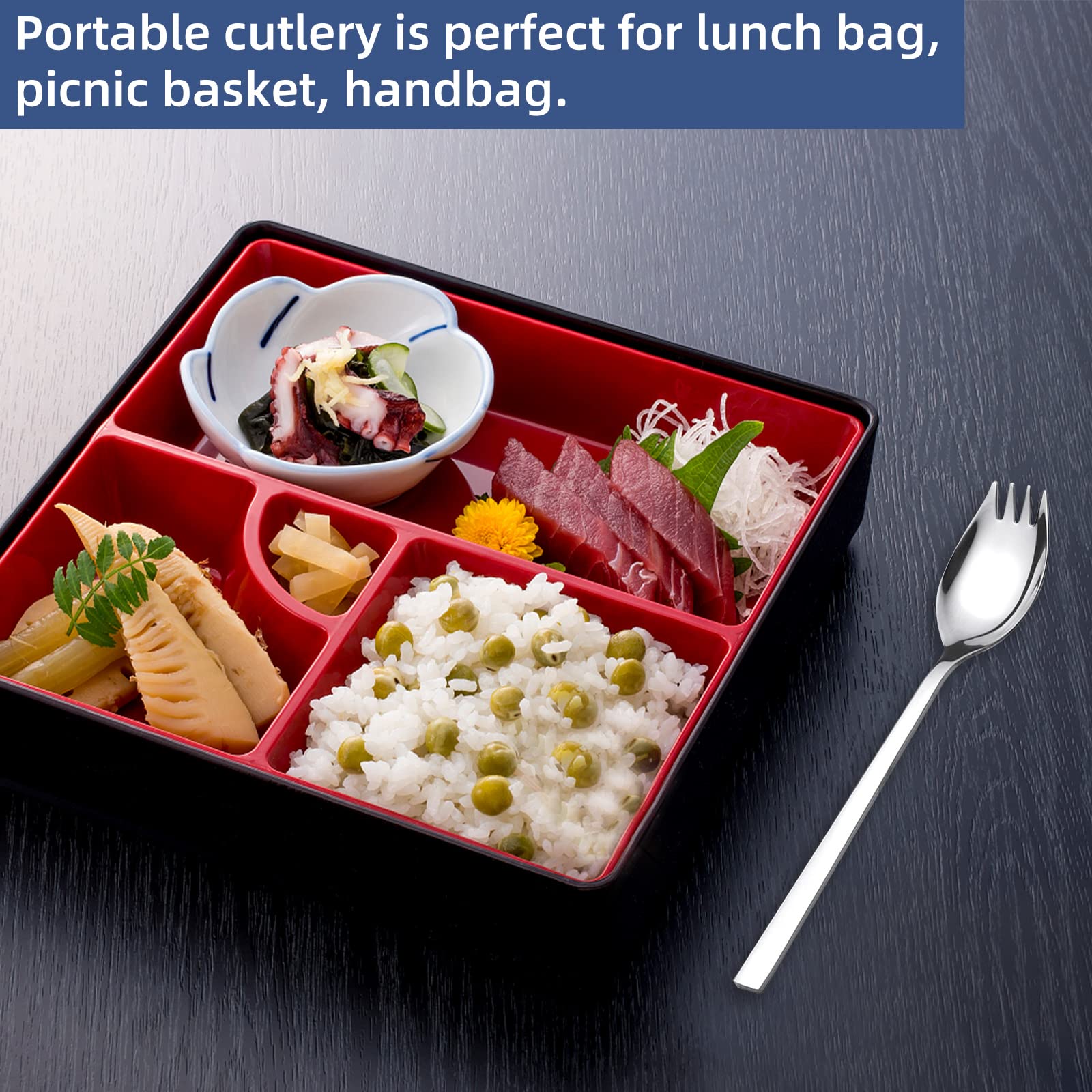 Coltello, Forchetta E Cucchiaio Multifunzionali Da Viaggio All'aperto In Acciaio Inossidabile In Uno Strumento Combinato Da Campeggio Portatile Pieghevole - Foto 9