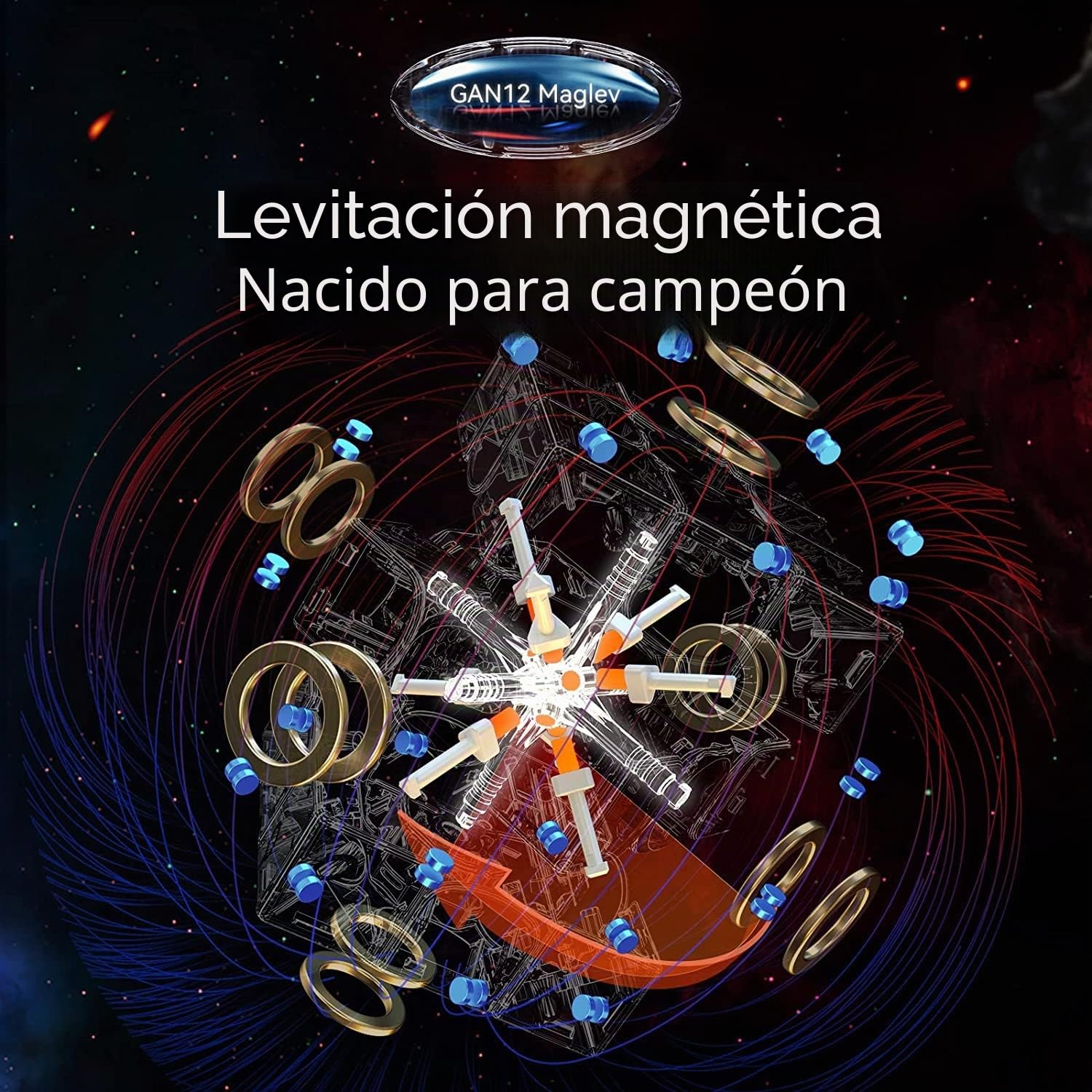 GAN 12 Maglev Cubo Magnético Mágico 3x3 Stickerless,Speed Cube con 84 Imanes/7 Niveles de Magnéticas/6 Niveles de Elasticidad,Rompecabezas Profesional Adultos y Niños