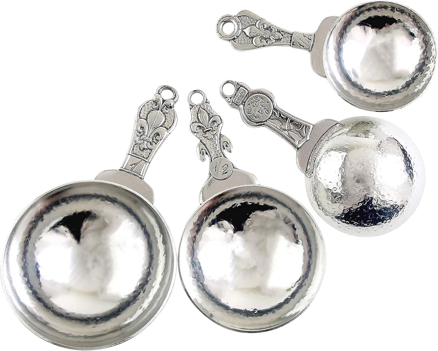 Crosby & Taylor Fleur de Lys Pewter Measuring Cup Set, Handmade in the USA