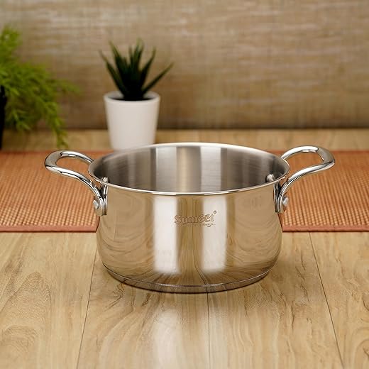 Sumeet Stainless Steel Induction Bottom (Encapsulated Bottom) Casserole 1750 ml, 16 cm Dia, Silver