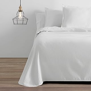 Colcha/Cubrecama de algodón reciclado Rice color Blanco para cama de 90 cm