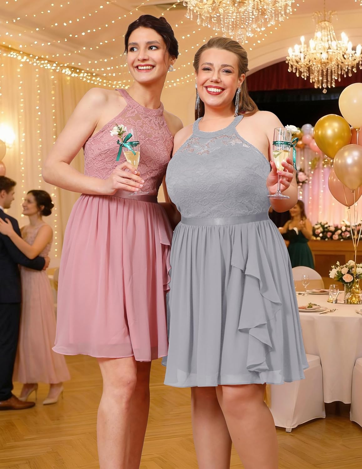 Wedtrend Women's Bridesmaid Dresses, Halter Sleeveless Cocktail Dress Ruffle A Line Short Prom Dress 2026 - Image 5