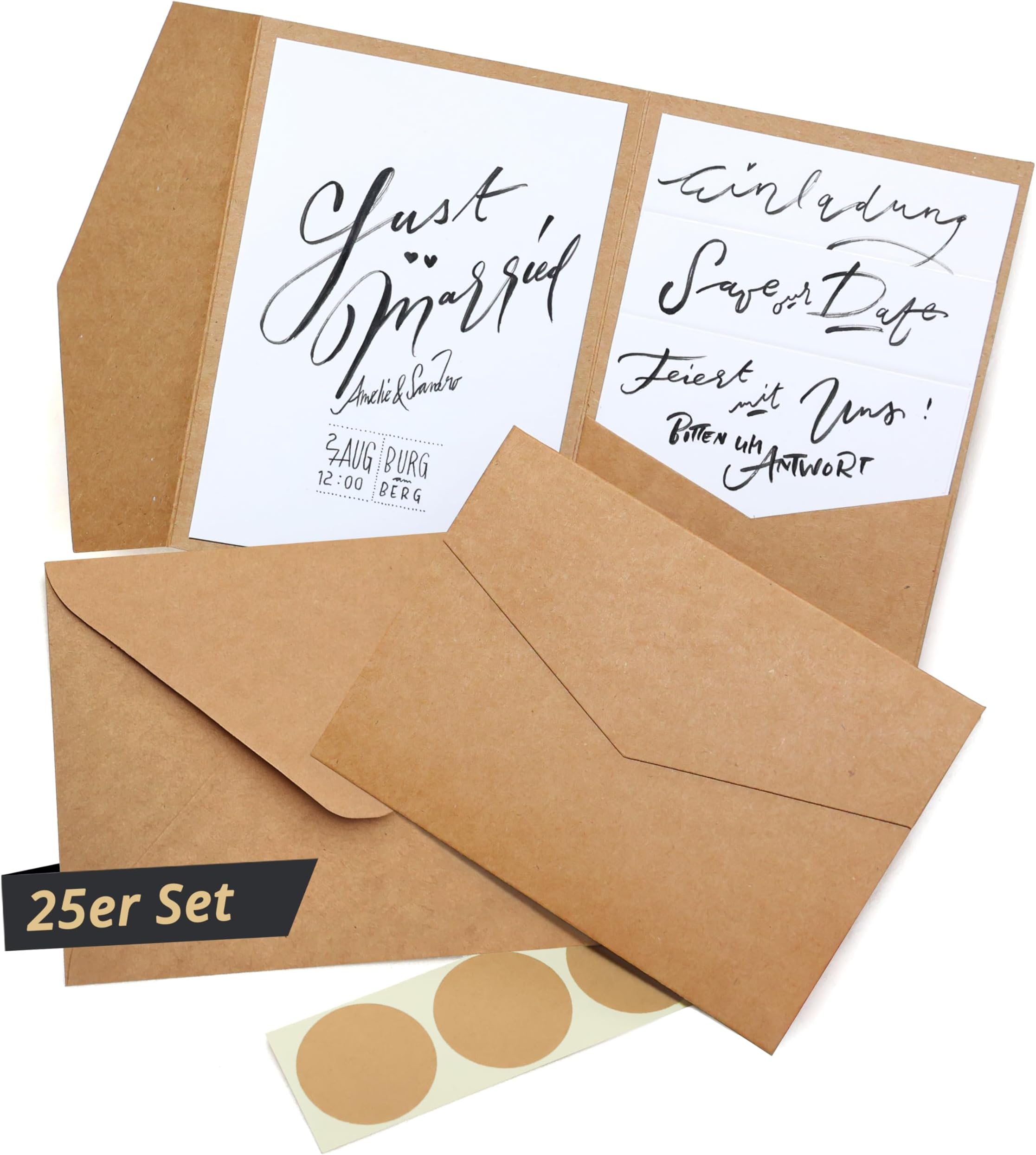 Tarjetas Y Sobres De Papel Kraft - Pack 10 Unidades, Tamaño A6/C6, Para Imprimir, Con Inserto, Pegado Húmedo