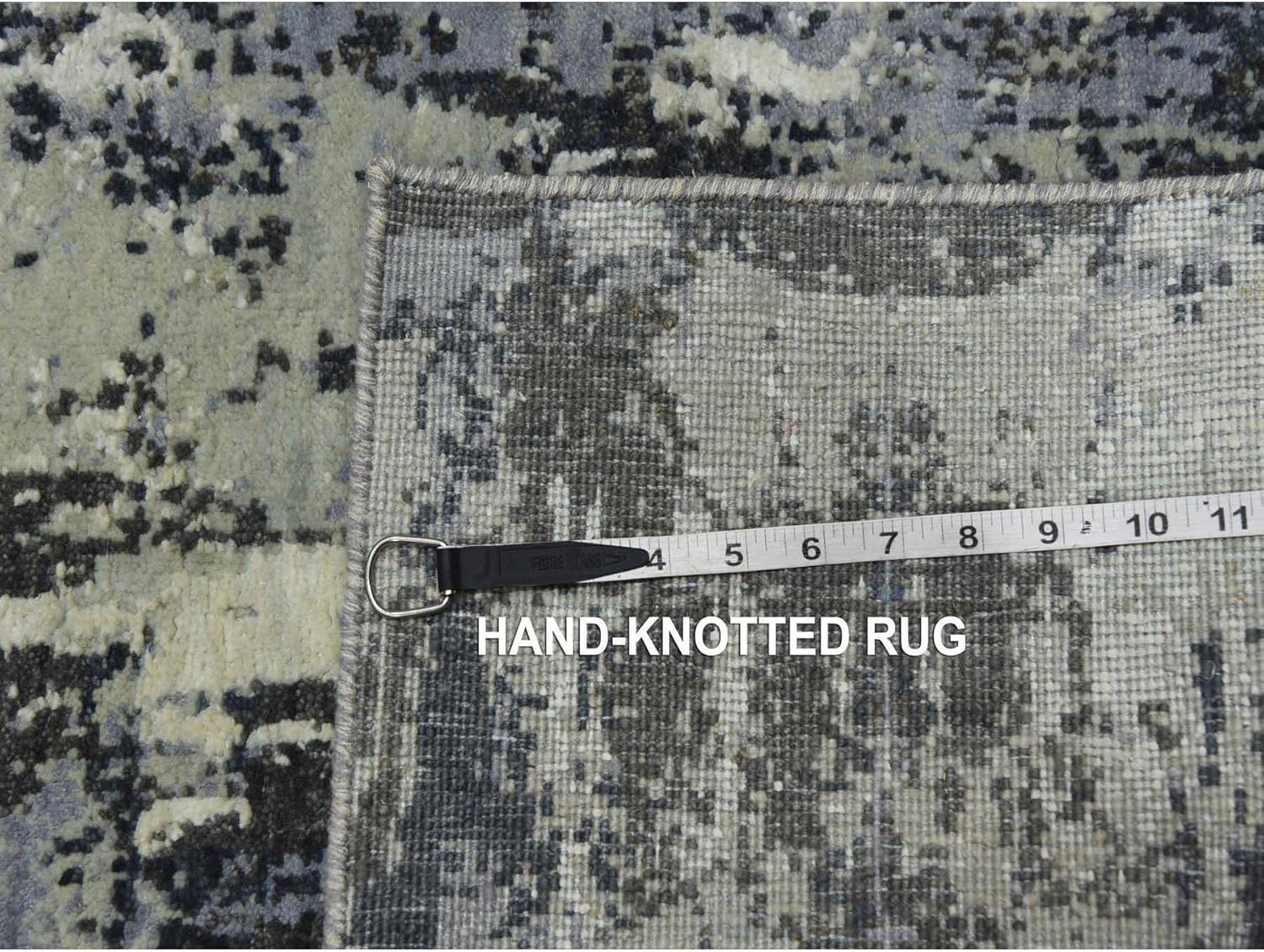 Gray Modern Abstract Design Wool and Silk Hand Knotted Runner Oriental Rug (2'6"x8'3")