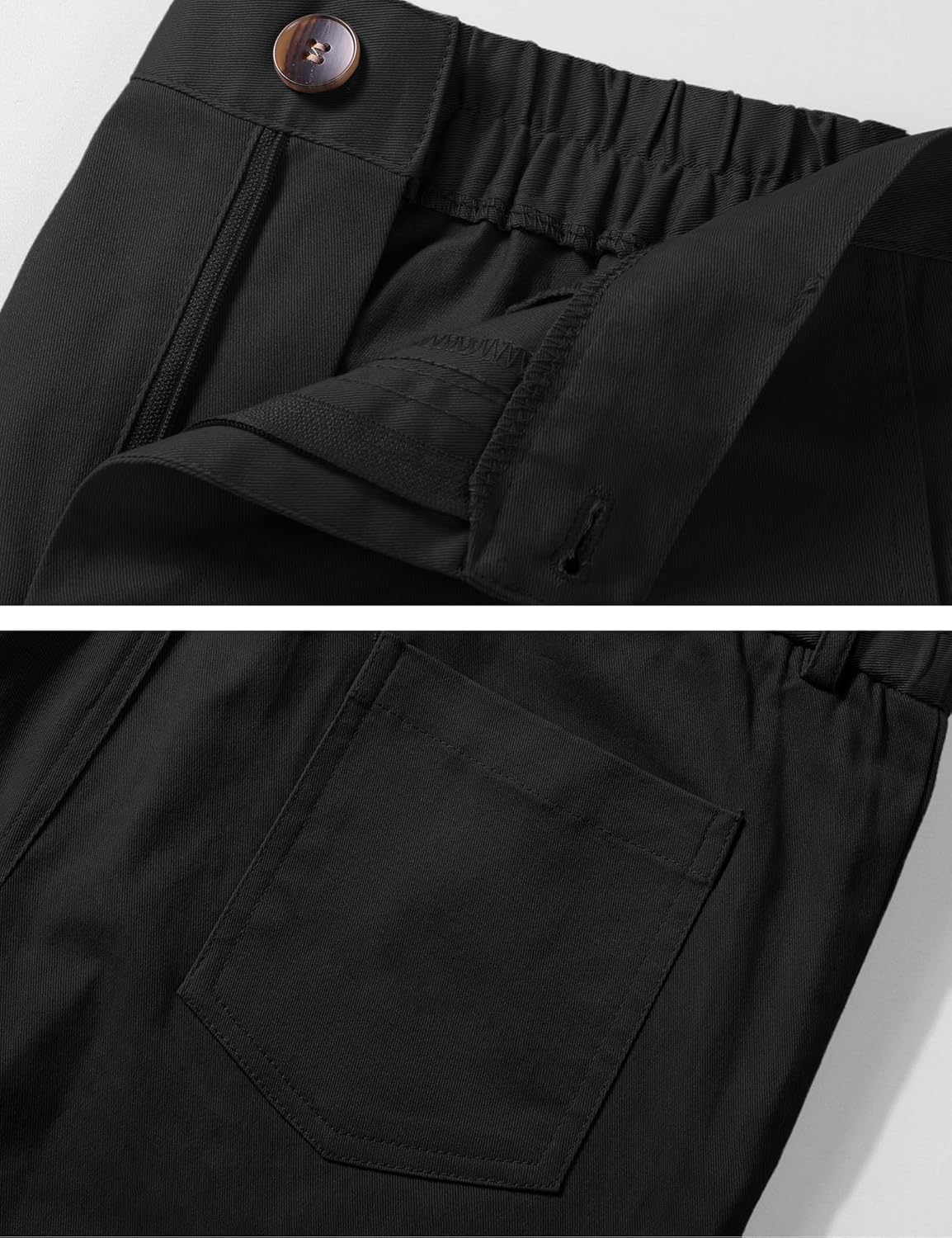 KEREDA Boys Flat Front Dress Pants School Uniform Pants Twill Elastic Waist with Zip Button - Image 5