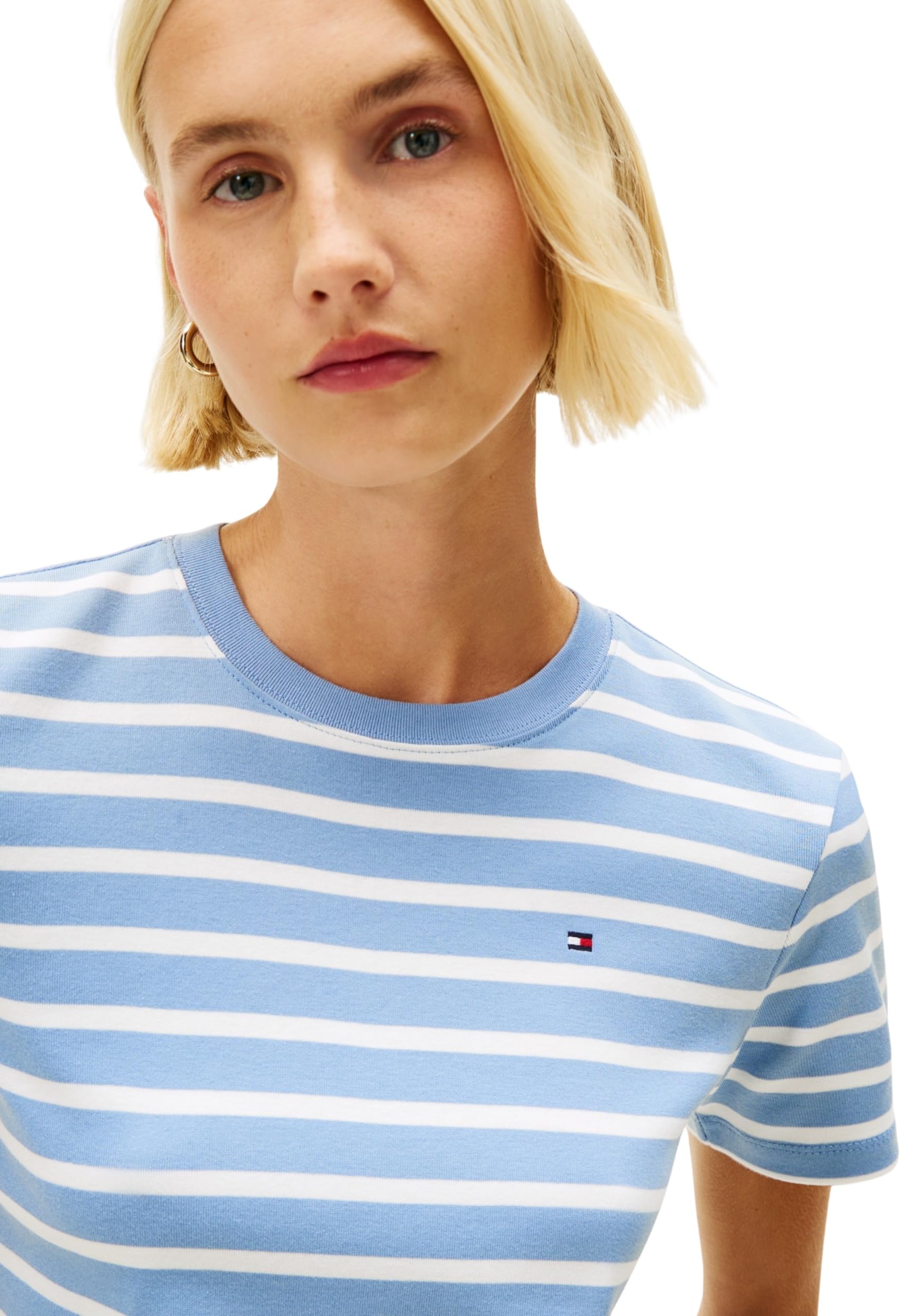 Tommy Hilfiger Camiseta de Manga Corta Mujer New Slim Cody Cuello Redondo