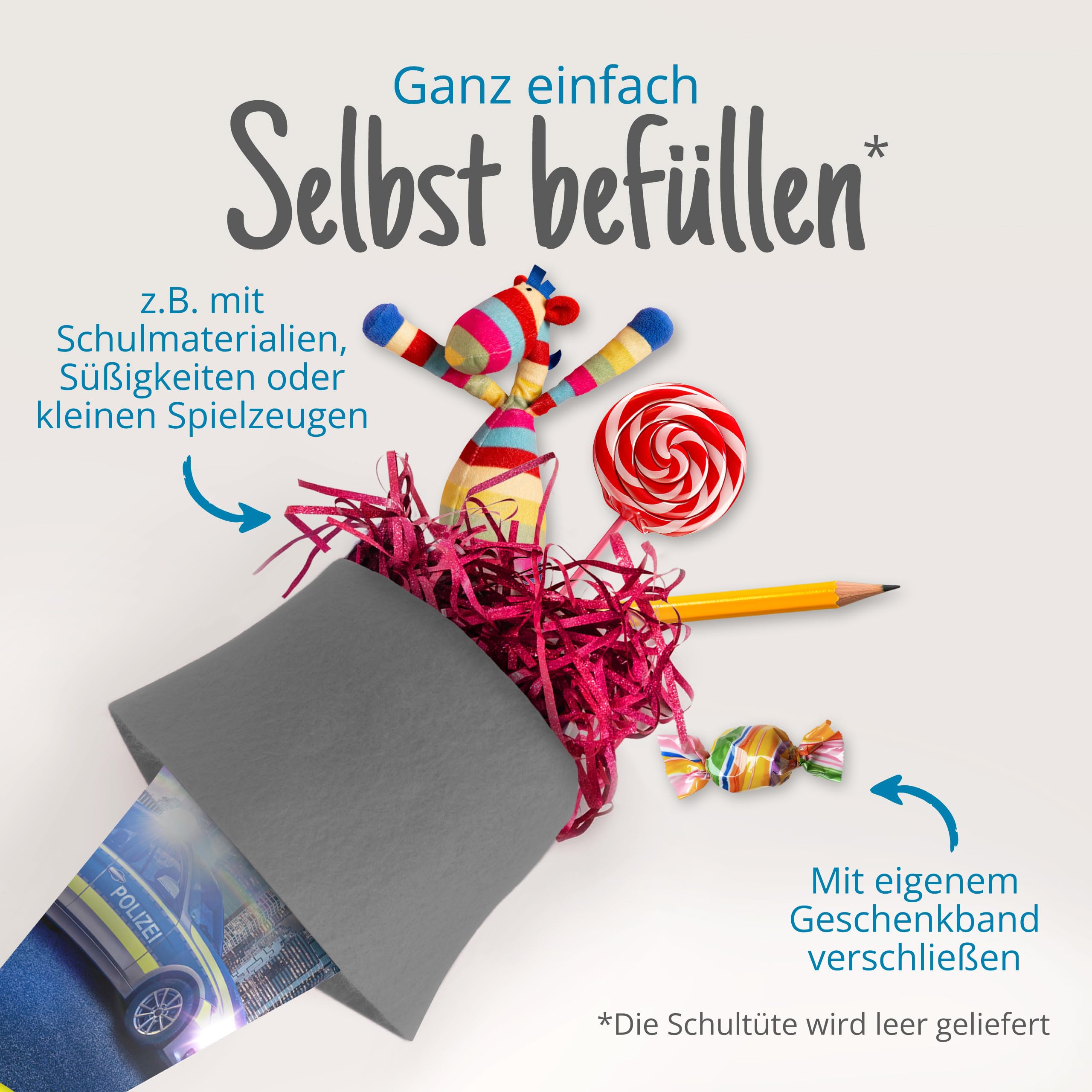 Cono Zucchero In Feltro Con Cavalli - 35 Cm - Per Scuola O Regalo - Itenga - Foto 7