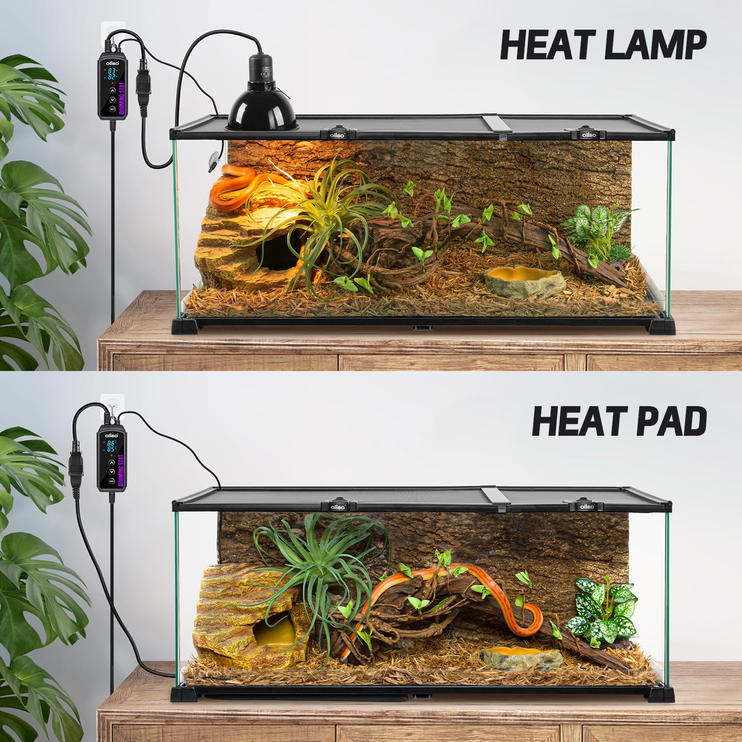 Oiibo Digital Heat Mat Thermostat, PID Reptile Heat Lamp Dimming Thermostat Heating Pad Temperature Controller for for Aquarium Reptiles and Seedling, Breeding, Hatching - image 7