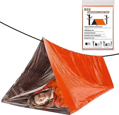Miniatura 1 de Tienda de supervivencia de emergencia Refugio - Kit de supervivencia para tienda de campaña de tubo de emergencia Mylar para 2 personas