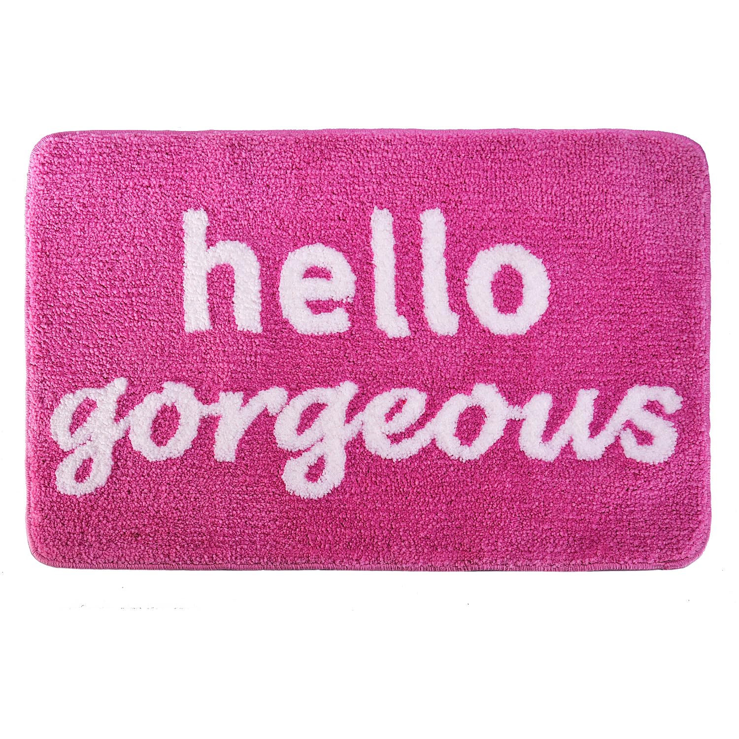 Hello Gorgeous Bath Mat Rug, You Look Good Cute Fun Hot Pink Bath Mat, Preppy Cool Bathroom Rug, Non-Slip Suitable for Bathroom Kitchen Bedroom Living Room 31.5”x20”