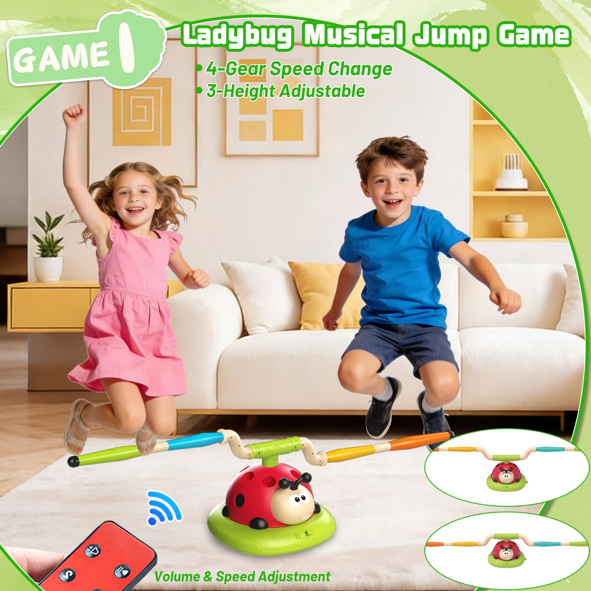 Nuyhgtr – Jeu Musical Sauteur 2 En 1 – Coccinelle – Anneaux à Lancer – Intérieur/extérieur – 24 Cm