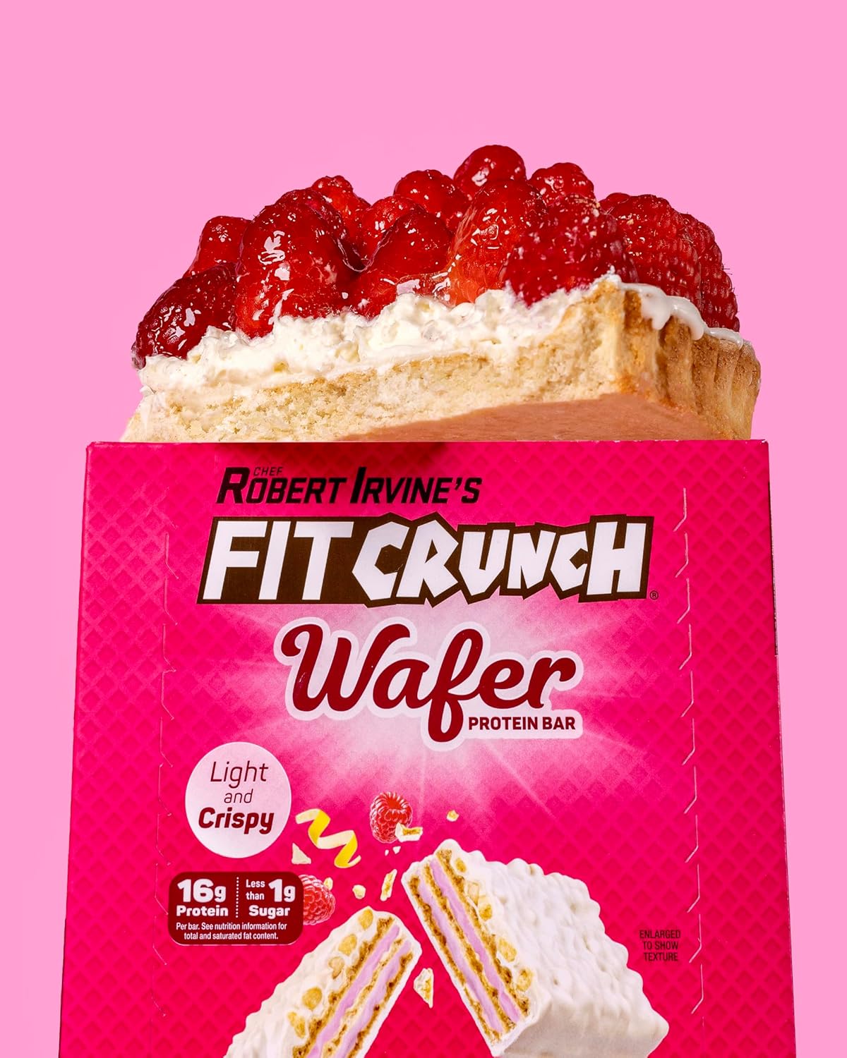 FITCRUNCH Wafer Protein Bars, Designed by Robert Irvine, 16g of Protein & 1g of Sugar (9 Bars, Raspberry Tart)