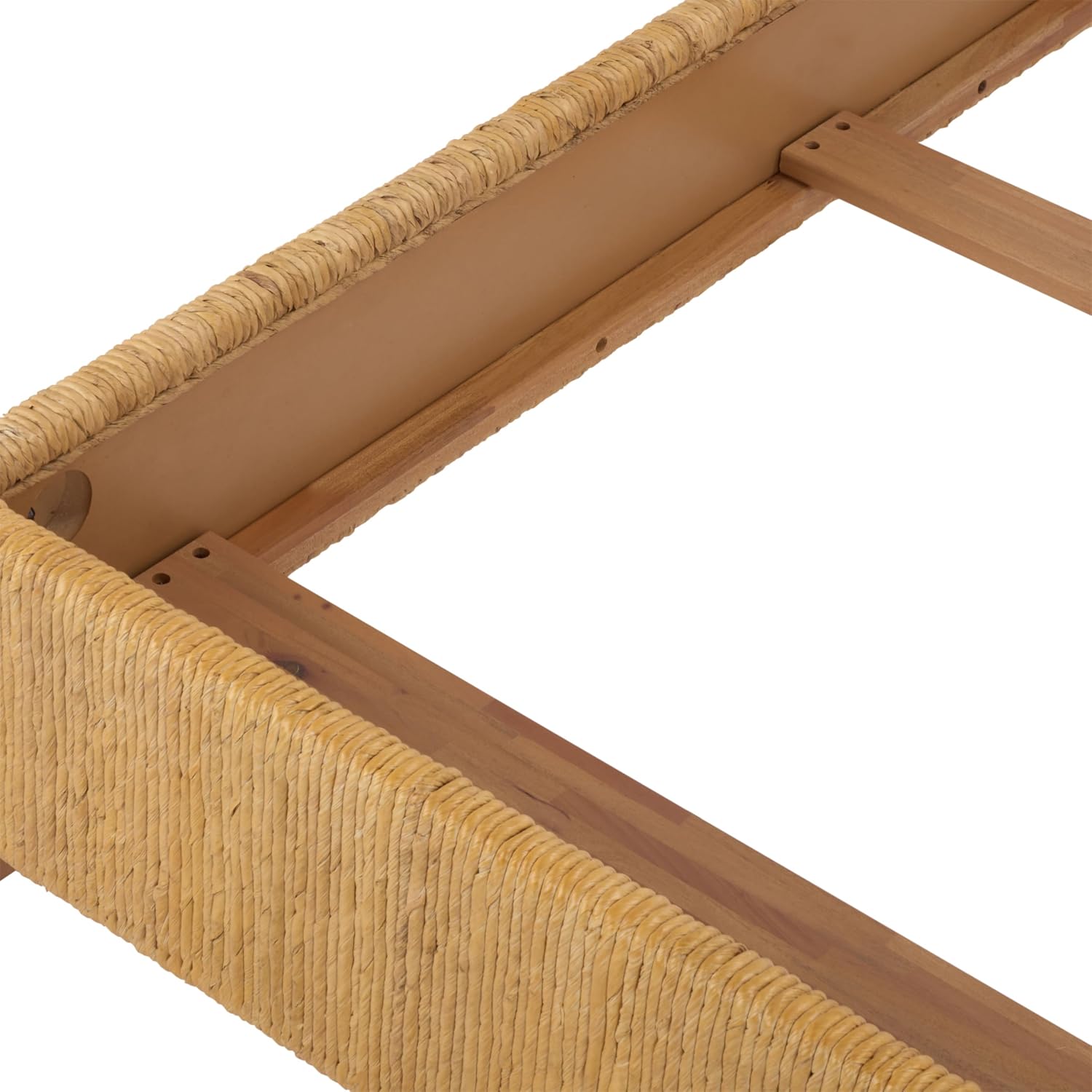 SAFAVIEH Couture Collection - Glenburg Queen Bed, Natural Woven Banana Stem & Wood Frame, Tropical Coastal Design, No Box Spring Needed (SFV1327A-Q)
