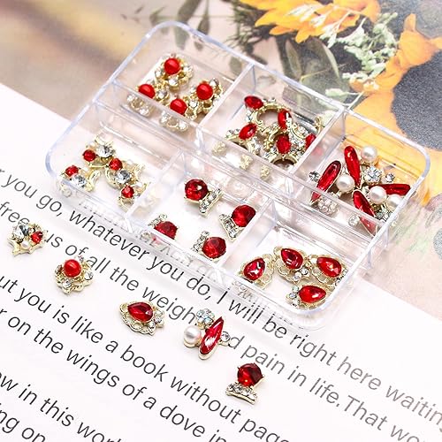 Miniatura 9 de 30 dijes de uñas de corazón y cristales para uñas, dijes de corazón para uñas, verde, azul, rojo, diamantes de imitación de corazón, cristales