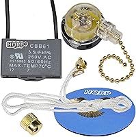 Vista 26 de HQRP Kit de condensador de ventilador de techo CBB61 1uf+2uf 3 cables con certificación UL y interruptor de ventilador de 3 velocidades