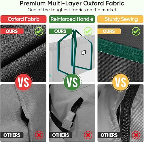 Vista 28 de BALEINE - Bolsa para guardar el árbol de Navidad de 7.5 pies, tela Oxford 900D de alta resistencia con asas reforzadas y cremalleras dobles de gran