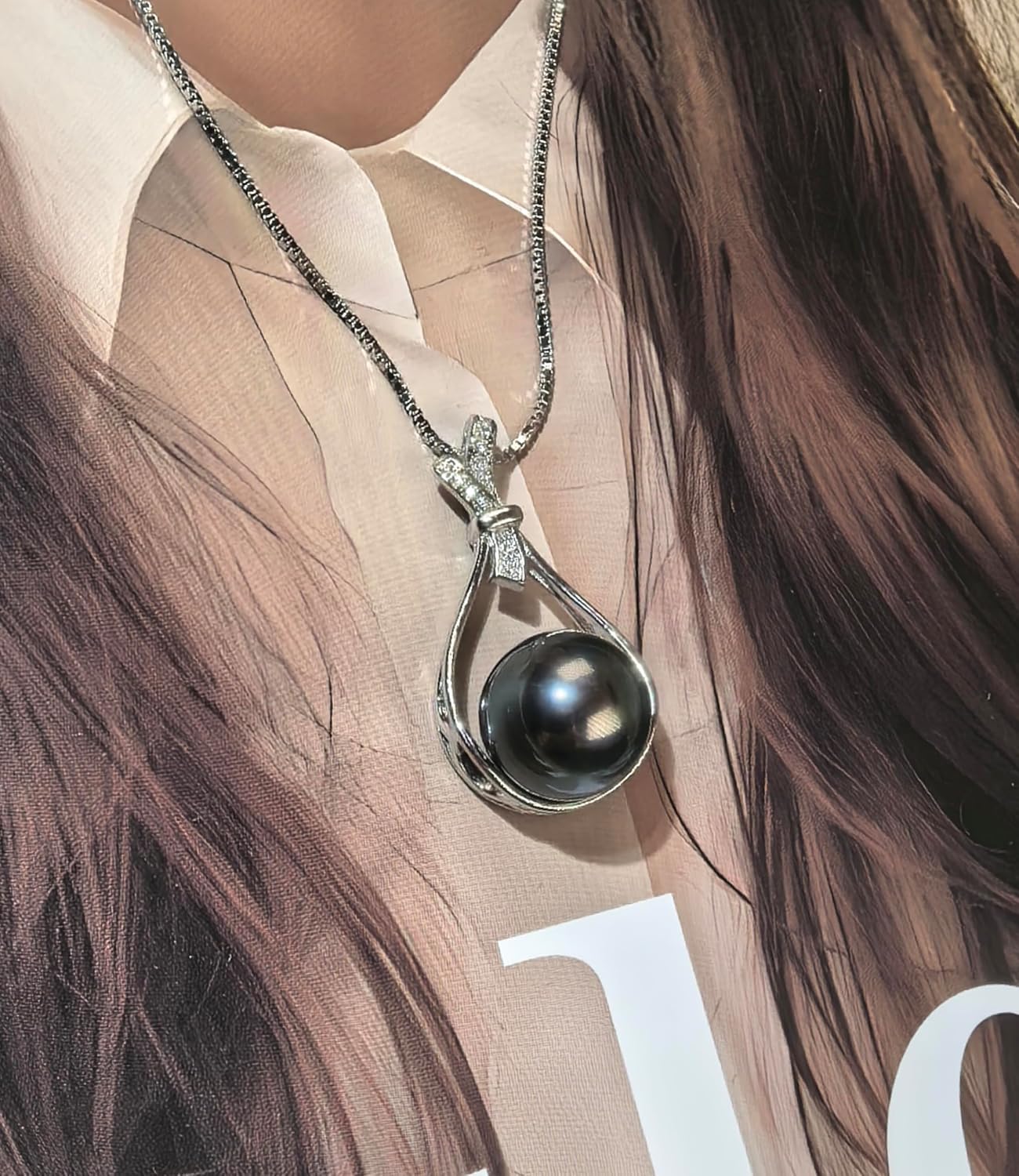 NONNYL Real Tahitian Black Pearl Pendant Necklaces for Women & 11-12mm Round 18K Gold Plated 925 Sterling Silver - Fine Jewelry Gifts for Women Wife Mom Daughter