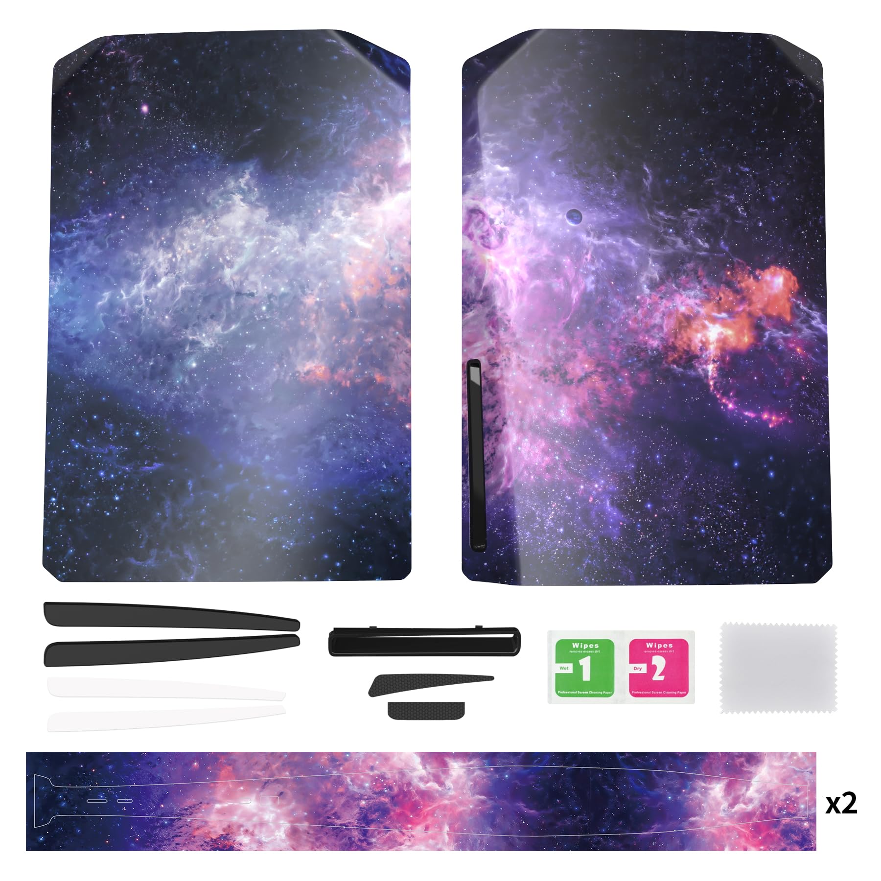 eXtremeRate eXcover Górna Dolna Pokrywa do ps5 Console Disc Edition | Wymiana Płyta Czołowa Backplate Shell Powłoka Kompatybilna z ps5 Wersja Disc Disc—Bez Konsola,Nebula Galaxy