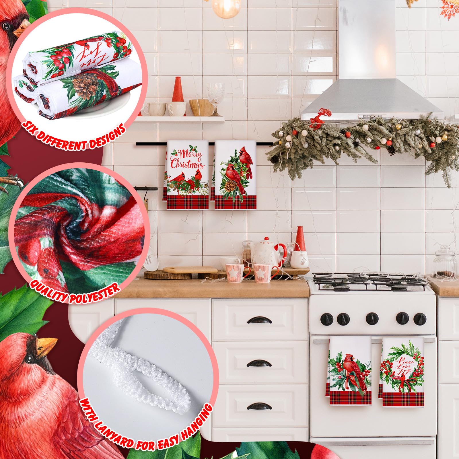 Lot De 2 Torchons De Noël - Microfibre, 66x45 Cm, Motifs Festifs, Pour Cuisine Et Décoration