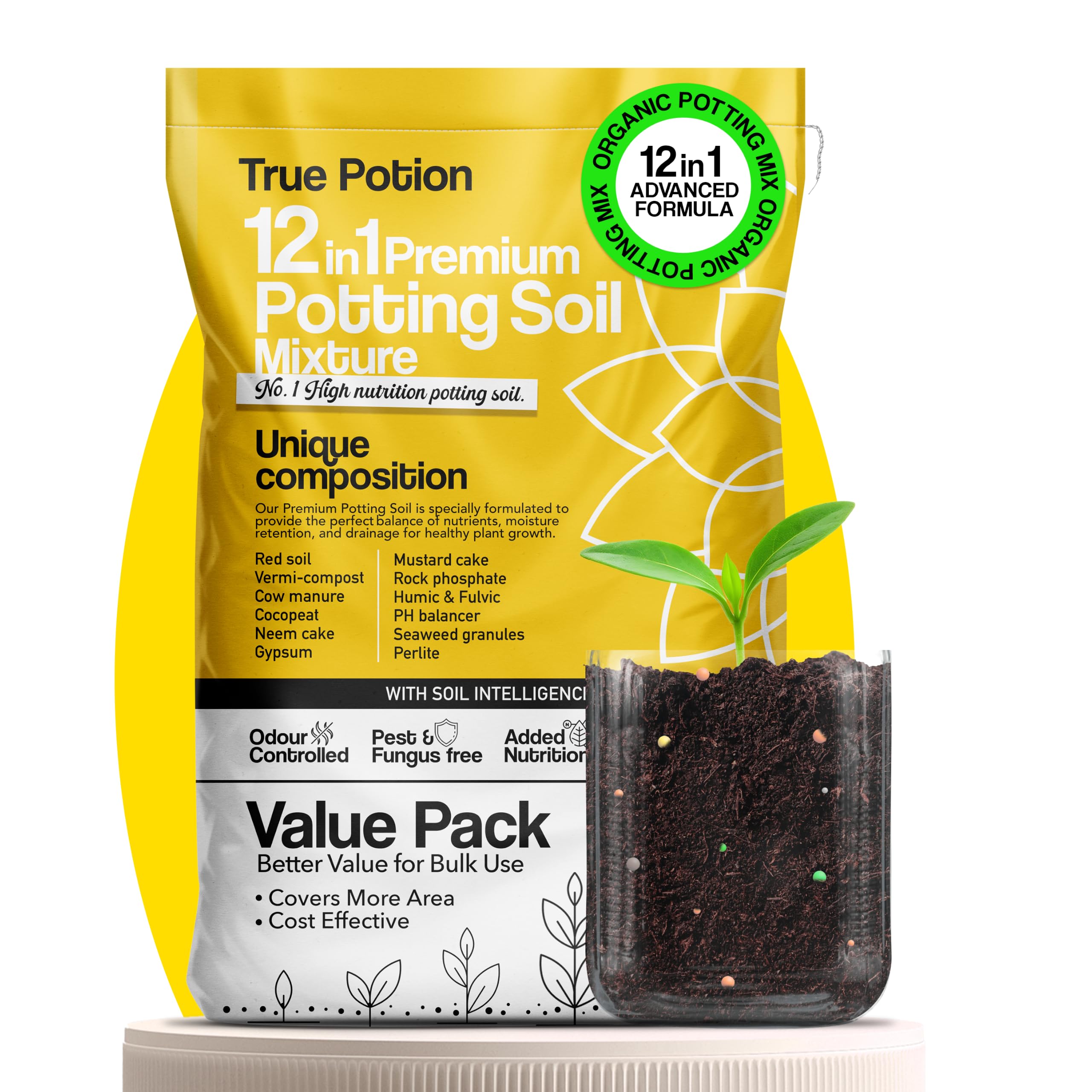 12in1 Organic Potting Soil Mix 50 KG - Red Soil for Plants Home Garden, Soil activator for Plants, Cow Dung Manure, Compost for Plants, Perlite for Plants |Potting Soil Mix for Plants.-image-3