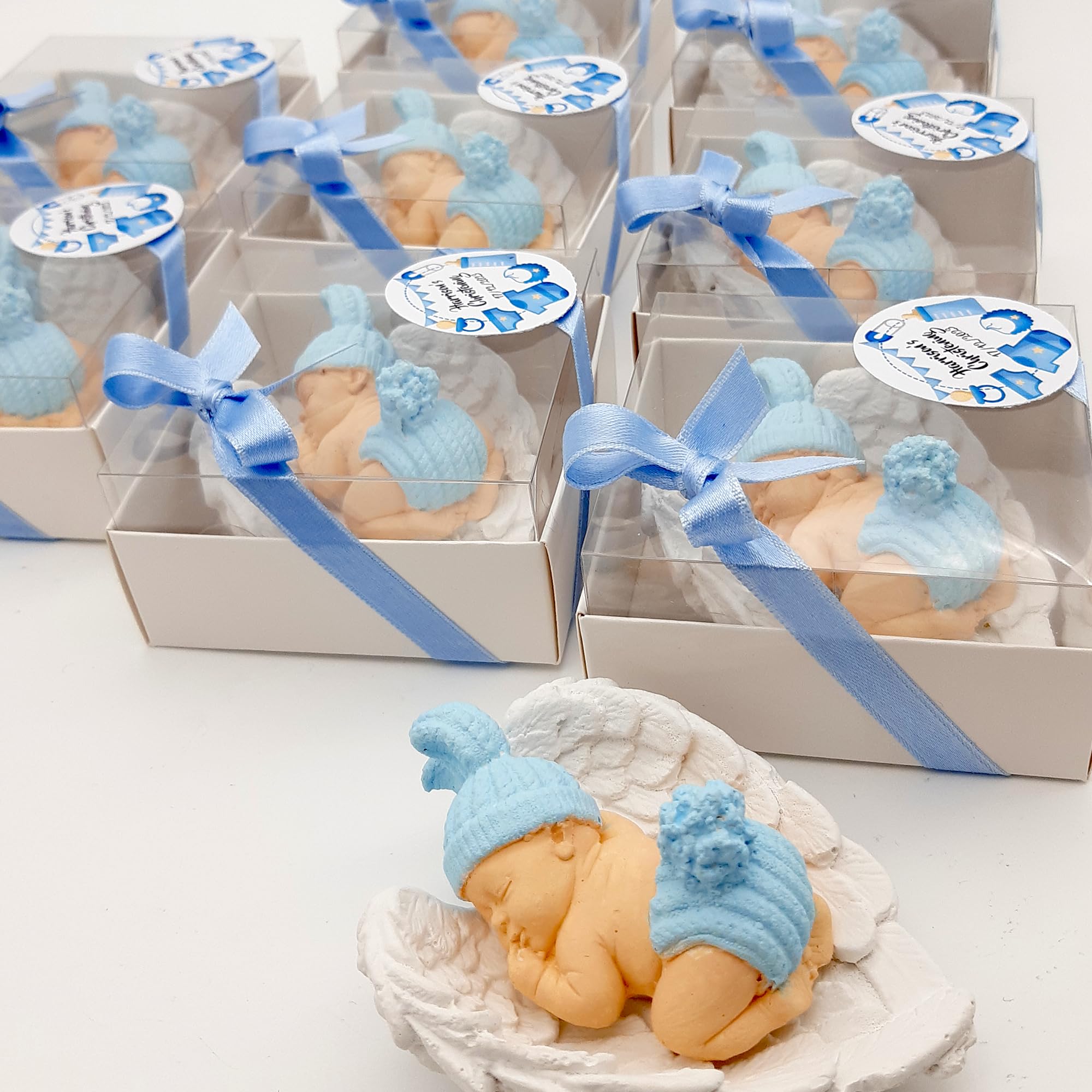 Gastgeschenk Taufe, 20 stückTaufgeschenk Gäste, Geschenk-Set für Babypartys für Taufe,Geschenk zur weiße Flügel blau Baby, Kommunionsgeschenke,Schön, dass Du da bist