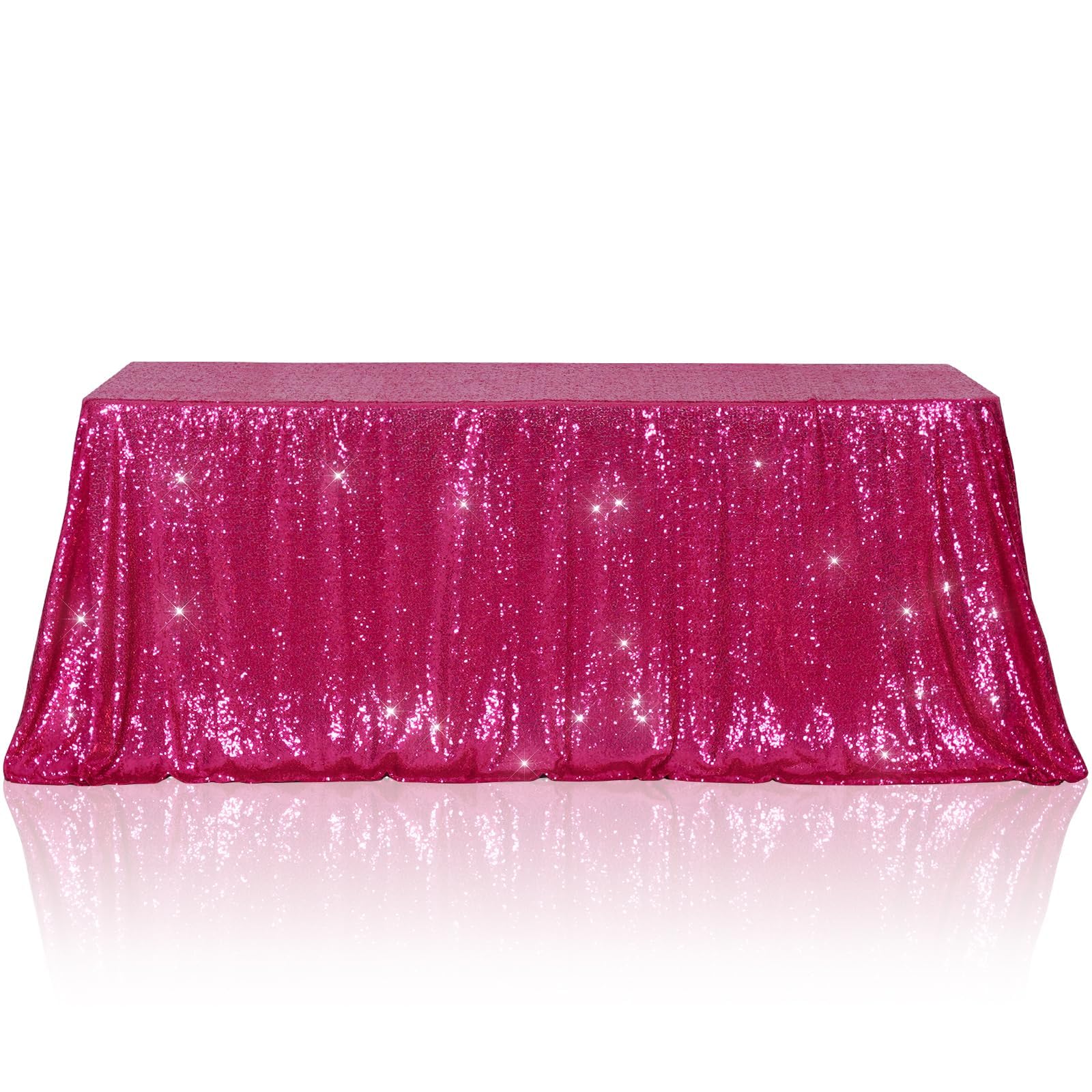 3E Home Hot Pink Sequin Tablecloth,Rectangle Sequin Table Cover for Wedding Halloween Party Banquet 60" X 102" (152cm X 259cm)