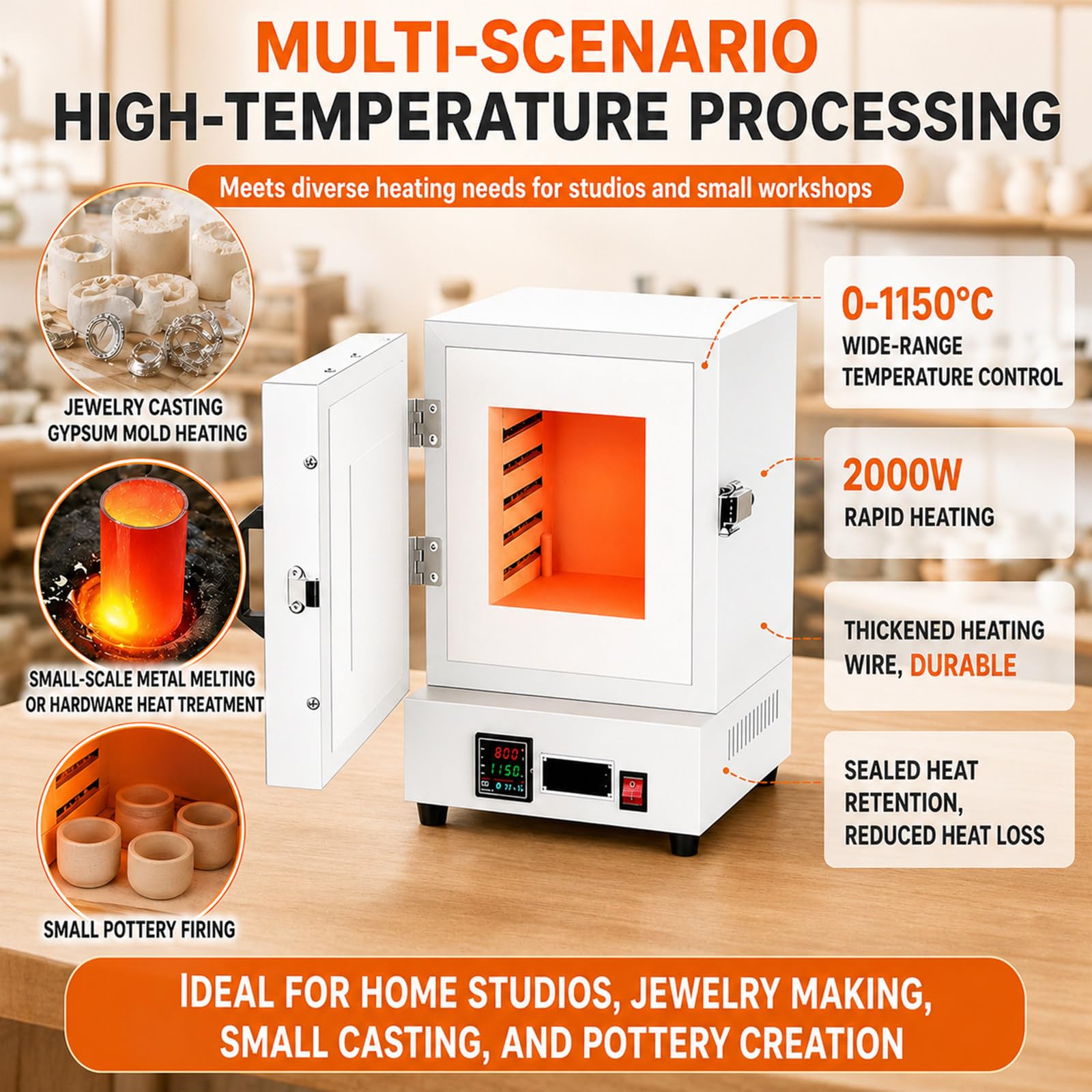 Forno A Muffola Elettrico 2000 W Fusione Metalli Electric Burnout Oven Kiln