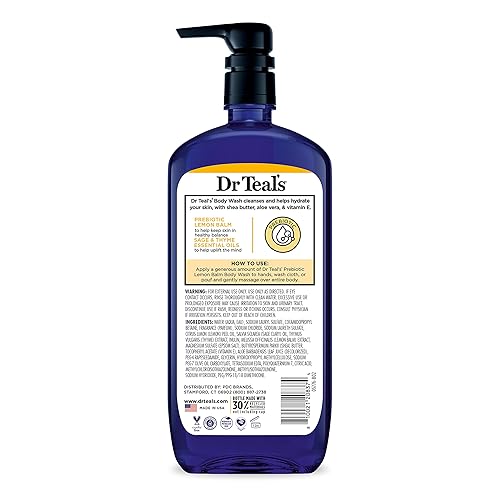 Miniatura 9 de Dr Teal's Gel de baño con sal pura de Epsom, con bálsamo de limón prebiótico y salvia, 24 onzas líquidas (paquete de 4)