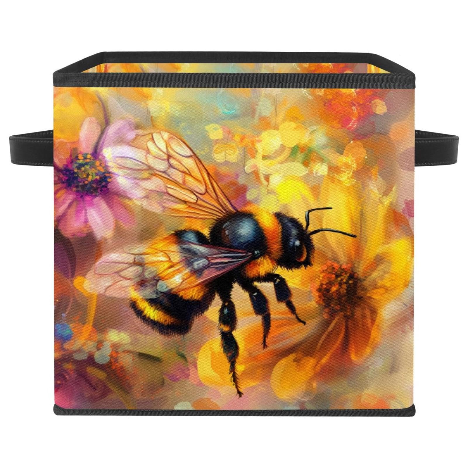 Boîte de rangement pliable abeille fleurie contre le désordre