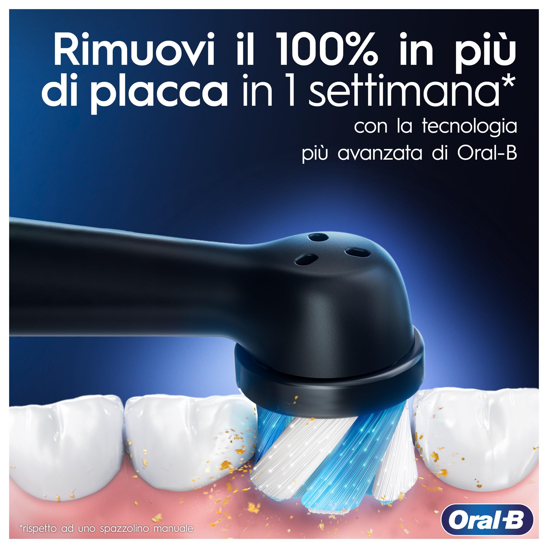 Oral-B Spazzolino Elettrico iO 2 Nero con 1 Testina + 2 Testine Oral B di Ricambio iO Series Ultimate Clean Nere, 3 Ricambi Spazzolini Elettrici, Custodia da Viaggio, Nero + 3 Testine