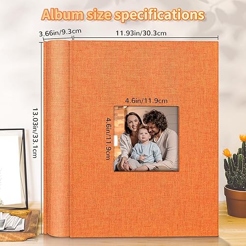 Miniatura 231 de Álbum de fotos de 4 x 6 pulgadas con 300 bolsillos, álbumes de fotos deslizables, cubierta de lino, libro de recuerdos con ventana frontal, página