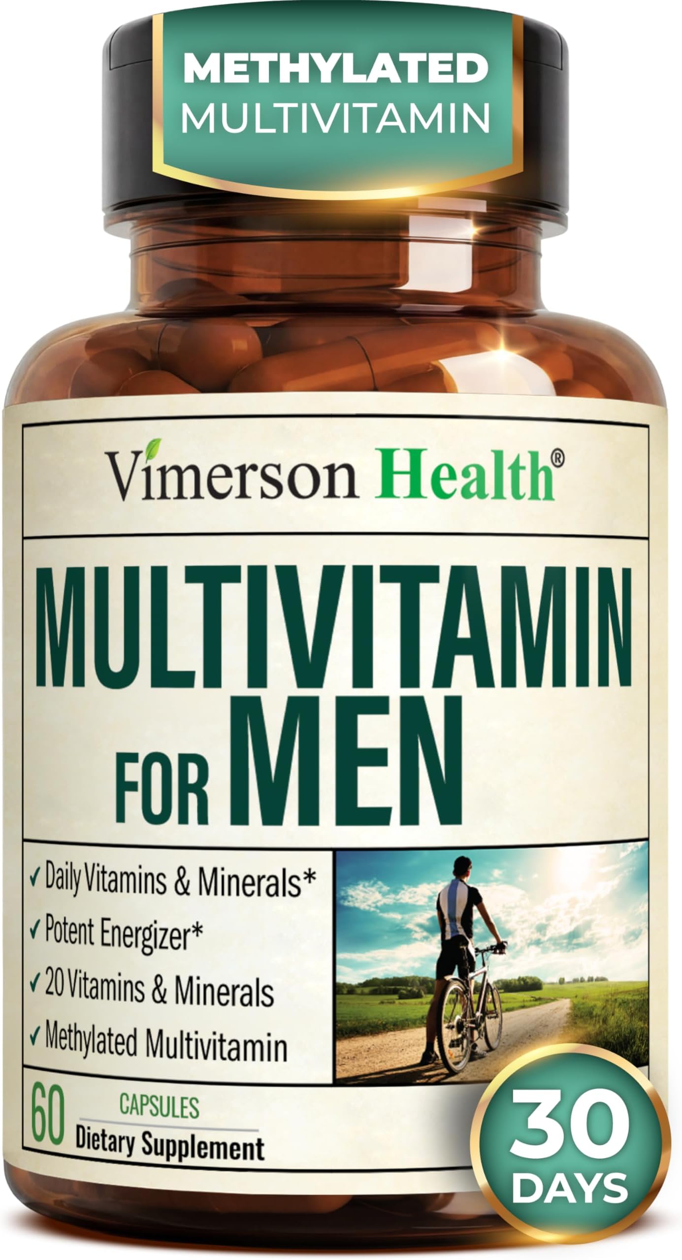 - Multivitamin for Men with Methylated Vitamins and Chelated Minerals for Energy, Focus and Immune Health – Premium Daily Mens Multivitamins & Multiminerals – 60 Capsules