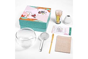 Complete Japanese Traditional Ceremonial Matcha Kit with Glass Matcha Bowl