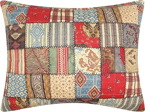 Miniatura 8 de Levtex Home - Ansara - Manta - Patchwork estampado - Borgoña Gris Rojo Taupe Azul Verde Marrón - Tamaño de la manta 50x60 pulgadas - Algodón